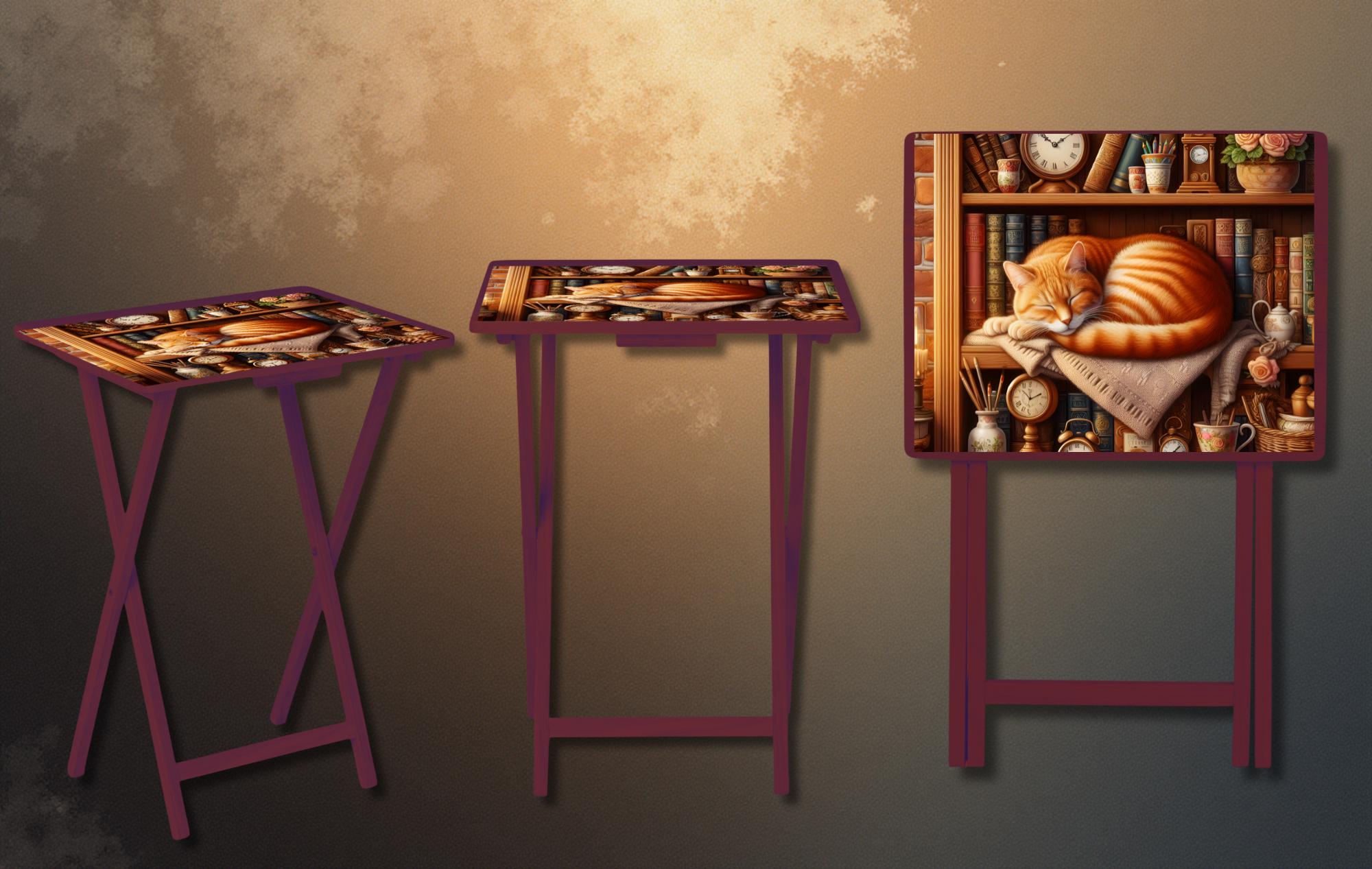 Cats/ Cat Mom, Family Foldable Wooden TV Tray or Bed tray/lap Desk. Cozy comfort with a dash of cattitude , 2 Sizes and Multiple Images Available.