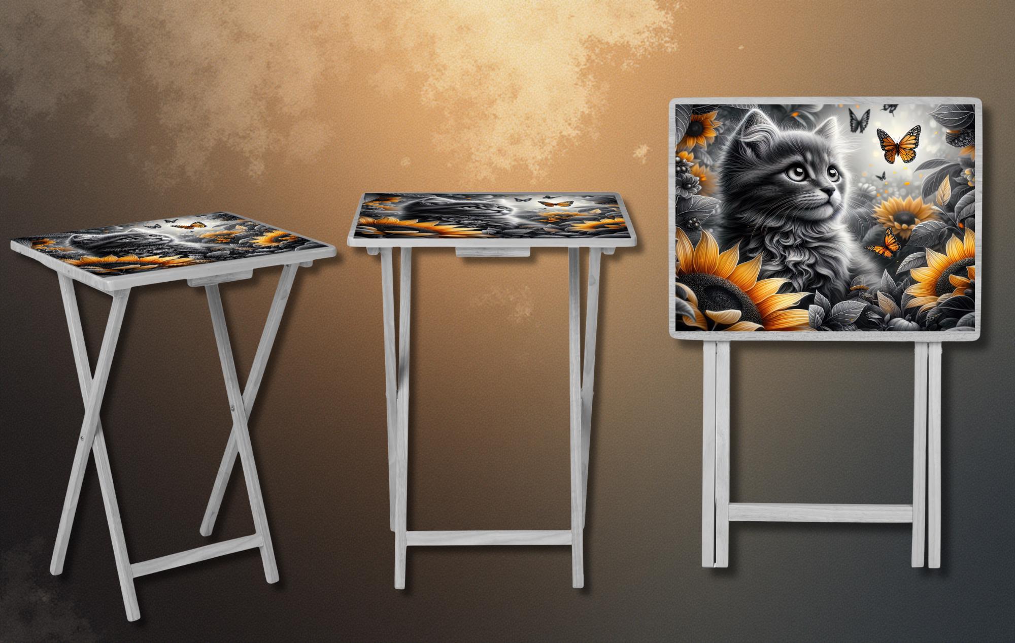 Cats/ Cat Mom, Family Foldable Wooden TV Tray or Bed tray/lap Desk. Cozy comfort with a dash of cattitude , 2 Sizes and Multiple Images Available.