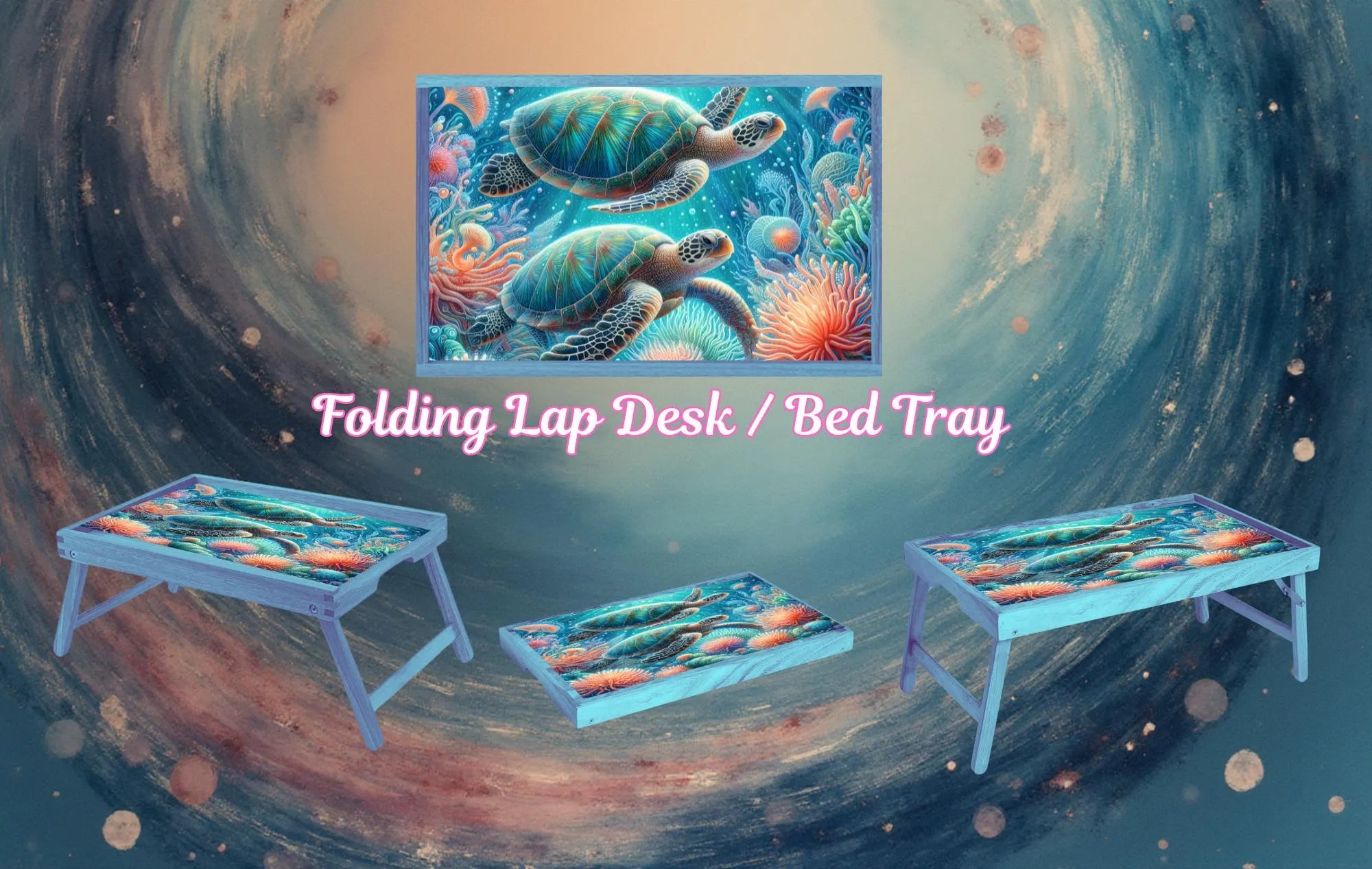 Sea Turtle Foldable Wooden TV Tray or Bed tray/lap Desk. Sea Turtle Treasures. 2 Sizes and Multiple Images Available.