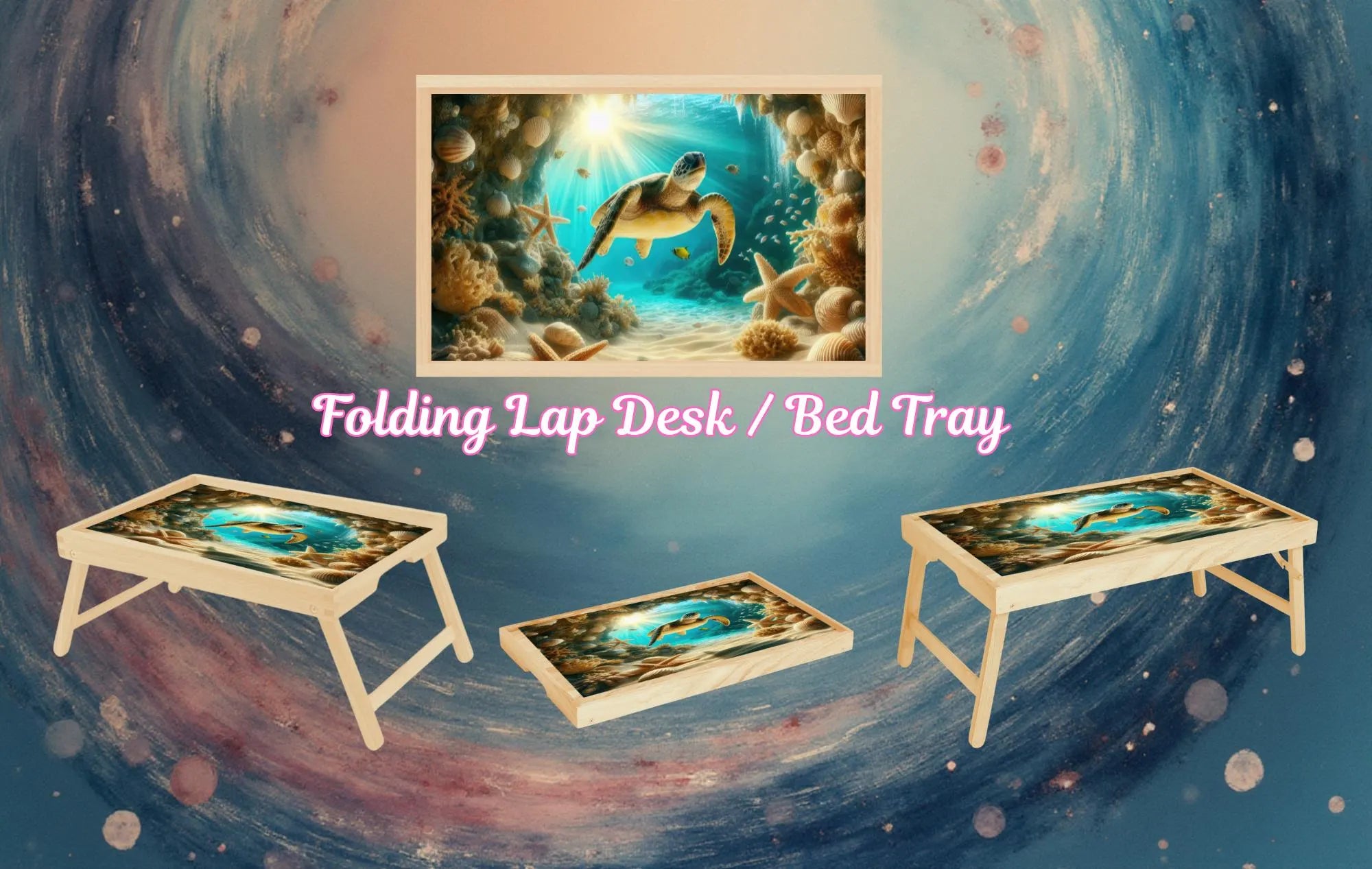 Sea Turtle Foldable Wooden TV Tray or Bed tray/lap Desk. Sea Turtle Treasures. 2 Sizes and Multiple Images Available.