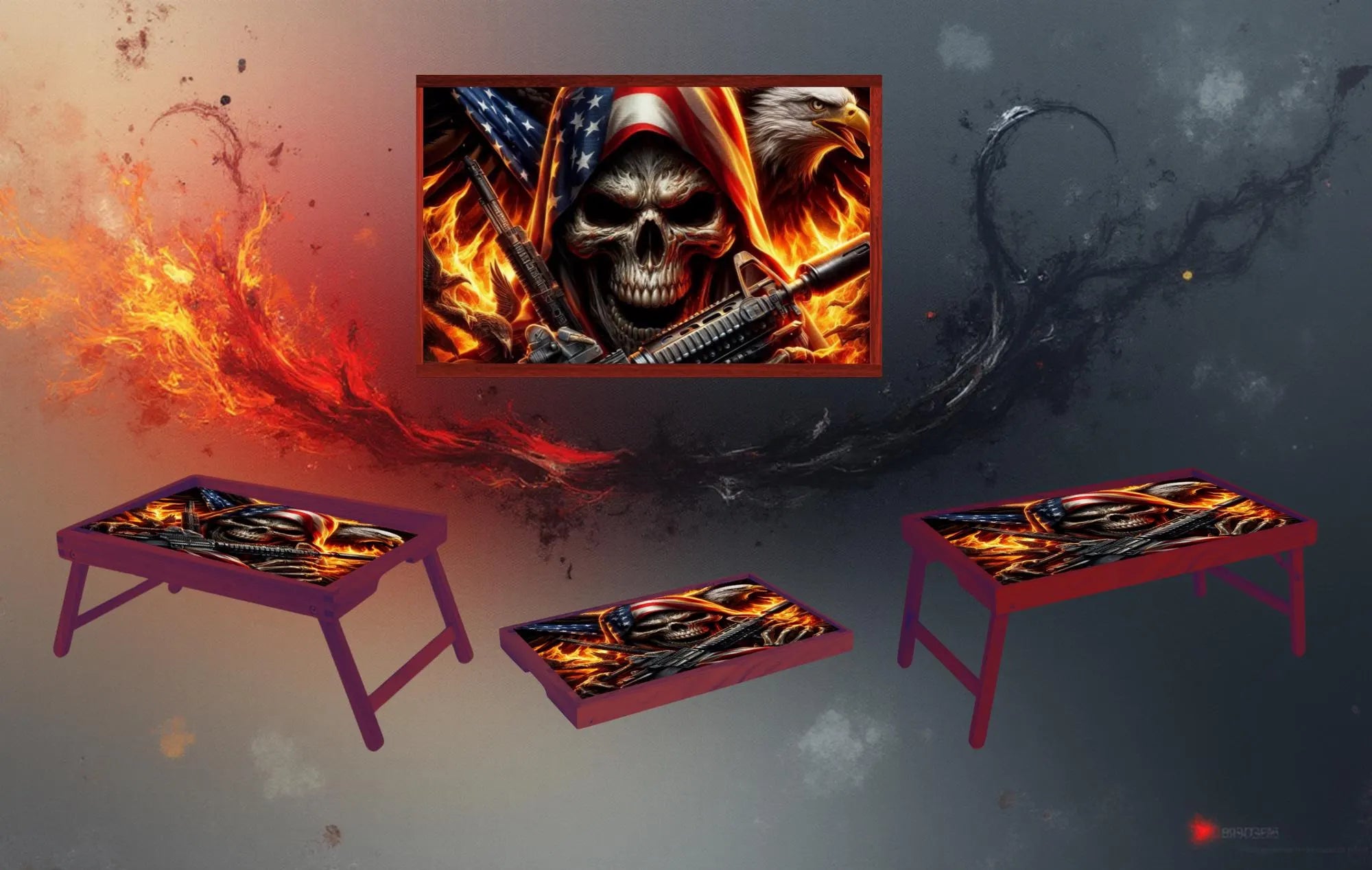 Skulls Foldable Wooden TV Tray or Bed tray/lap Desk, 2 Sizes and Multiple Images Available.