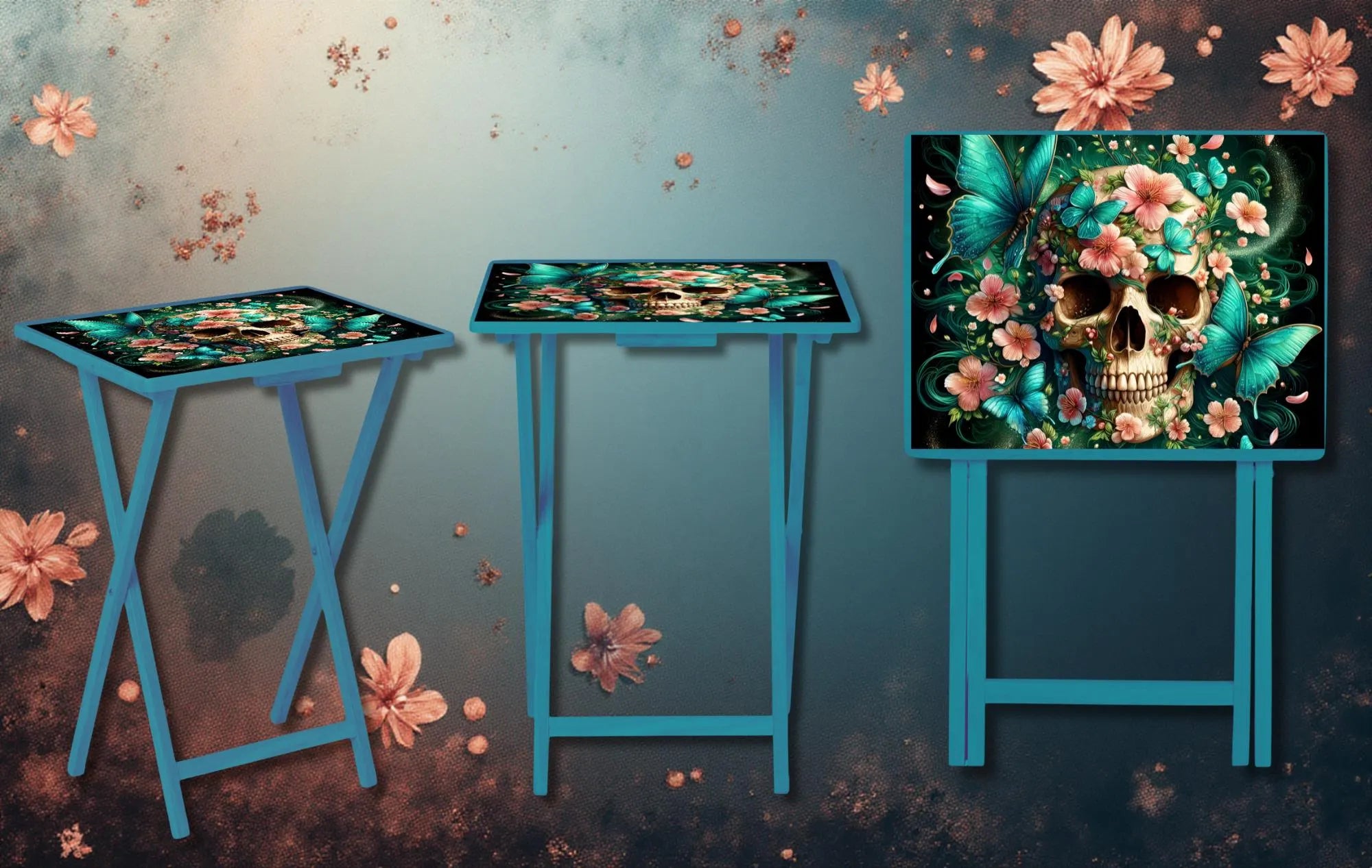 Skulls Foldable Wooden TV Tray or Bed tray/lap Desk, 2 Sizes and Multiple Images Available.