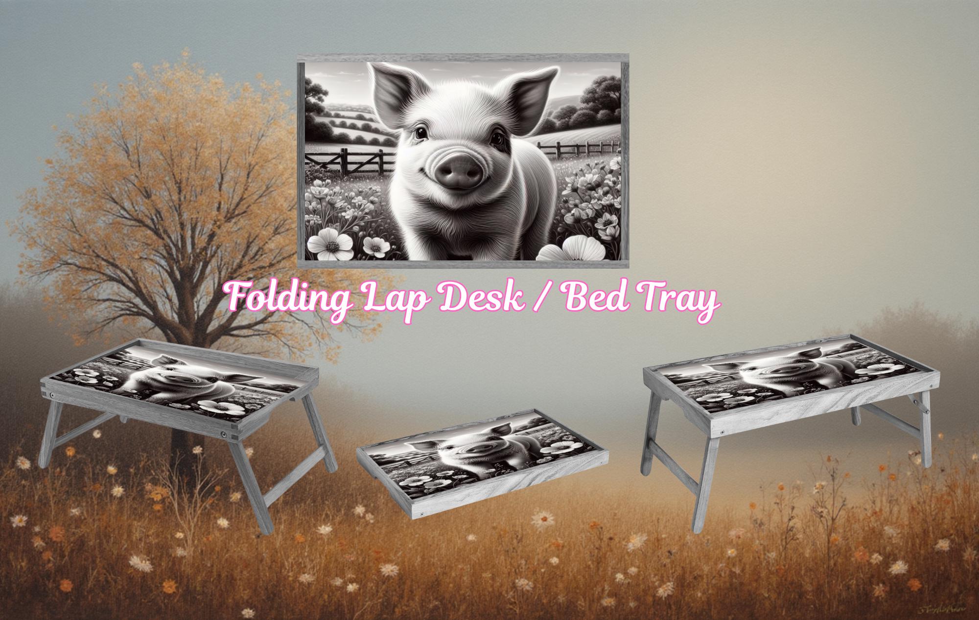 Pigs Foldable Wooden TV Tray or Bed tray/lap Desk, 2 Sizes and Multiple Images Available.