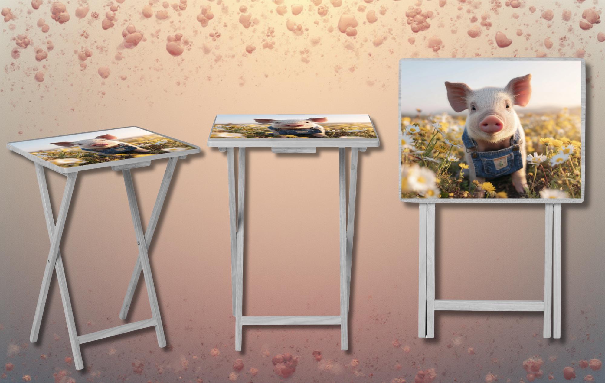 Pigs Foldable Wooden TV Tray or Bed tray/lap Desk, 2 Sizes and Multiple Images Available.