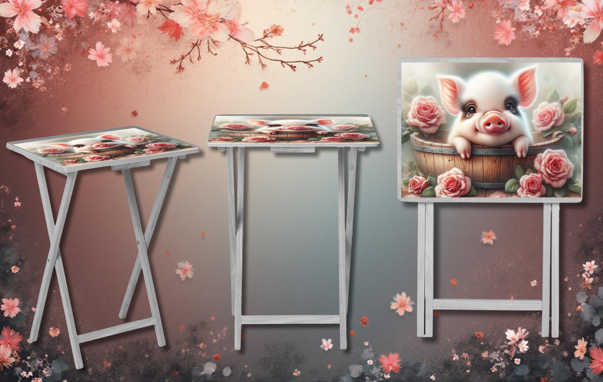 Pigs Foldable Wooden TV Tray or Bed tray/lap Desk, 2 Sizes and Multiple Images Available.
