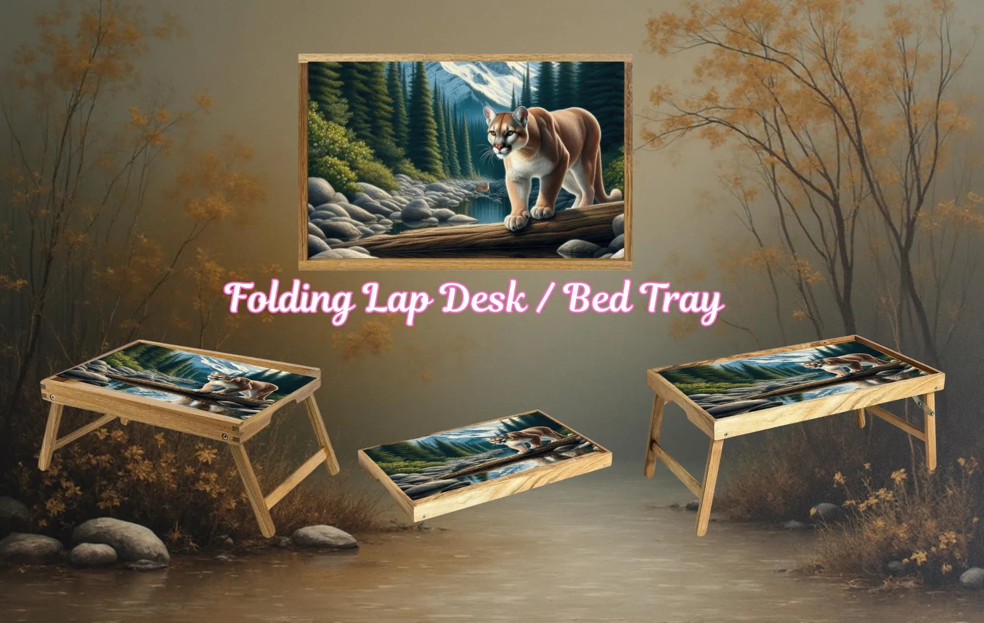 Large Cats Foldable Wooden TV Tray or Bed tray/lap Desk, 2 Sizes and Multiple Images Available.