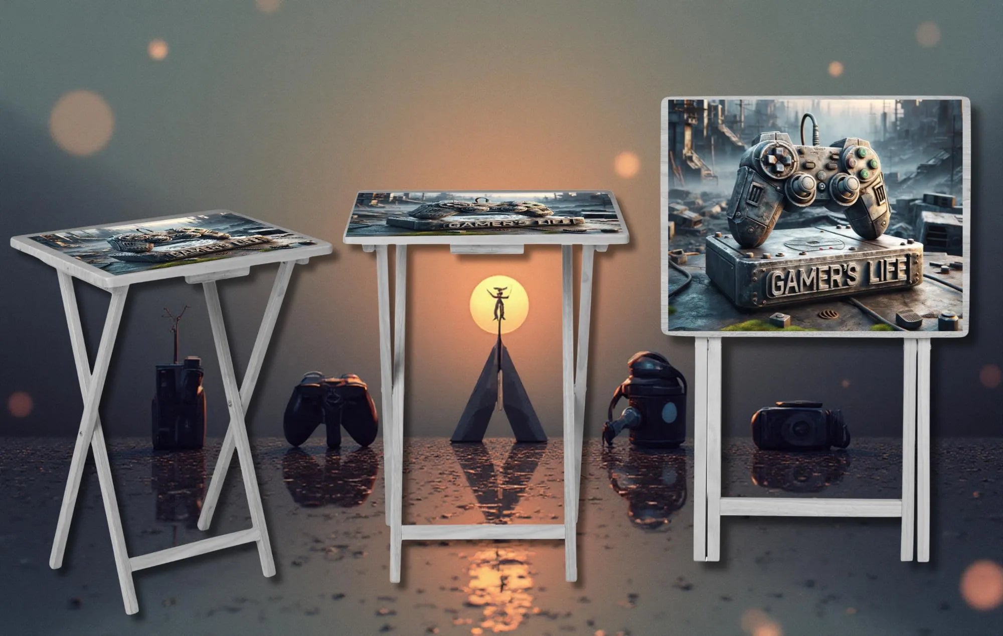 Gamer Foldable Wooden TV Tray or Bed tray/lap Desk, 2 Sizes and Multiple Images Available.