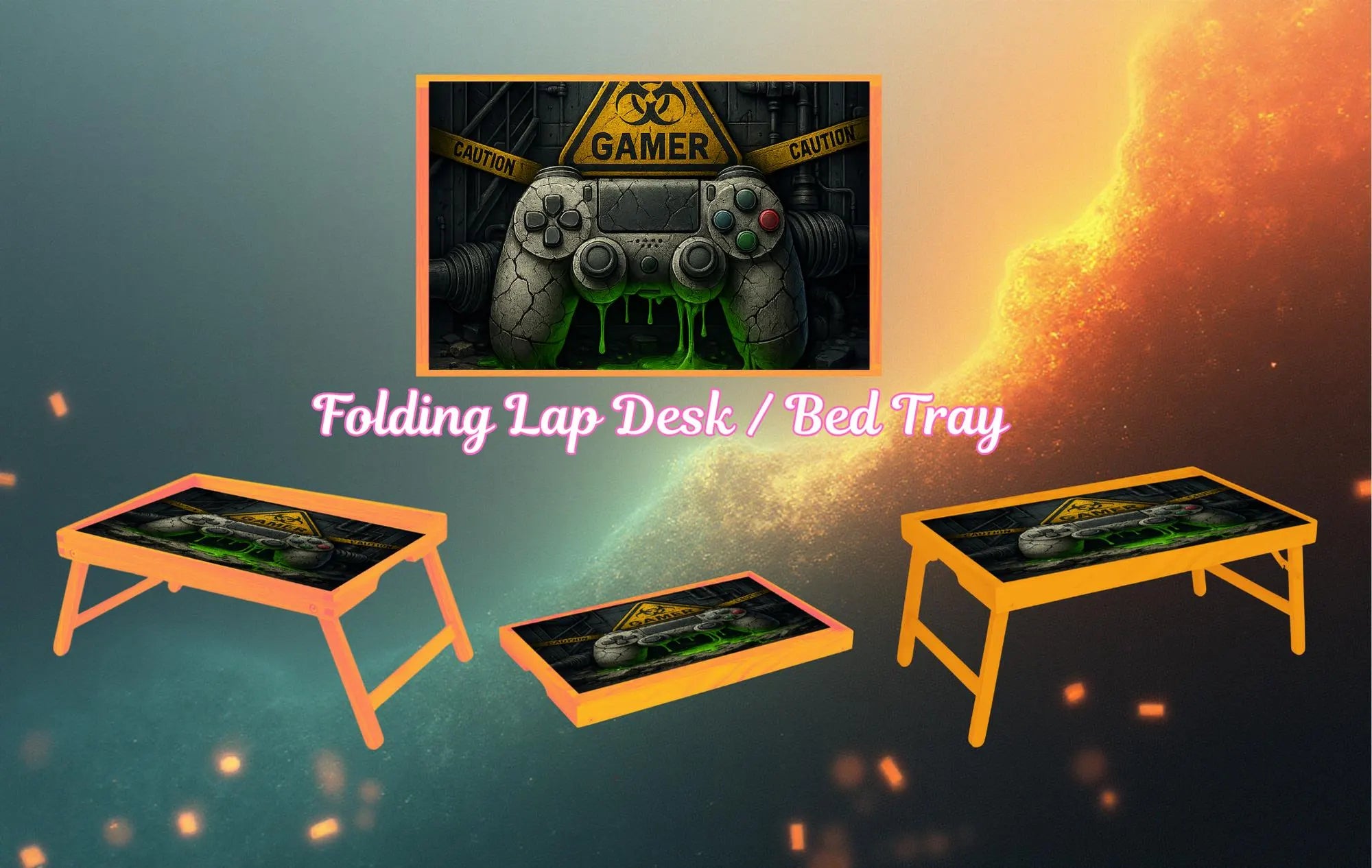 Gamer Foldable Wooden TV Tray or Bed tray/lap Desk, 2 Sizes and Multiple Images Available.