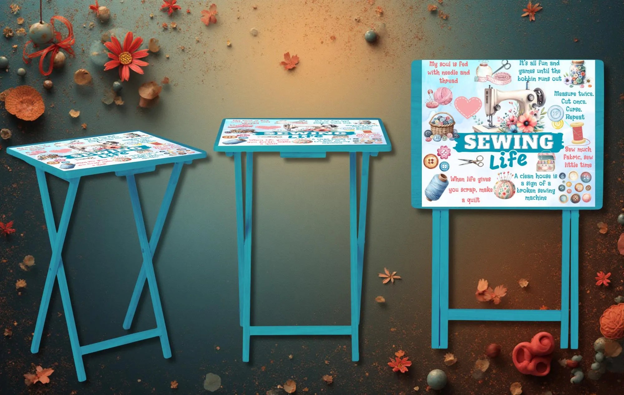 Sewing Foldable Wooden TV Tray or Bed tray/lap Desk, 2 Sizes and Multiple Images Available.