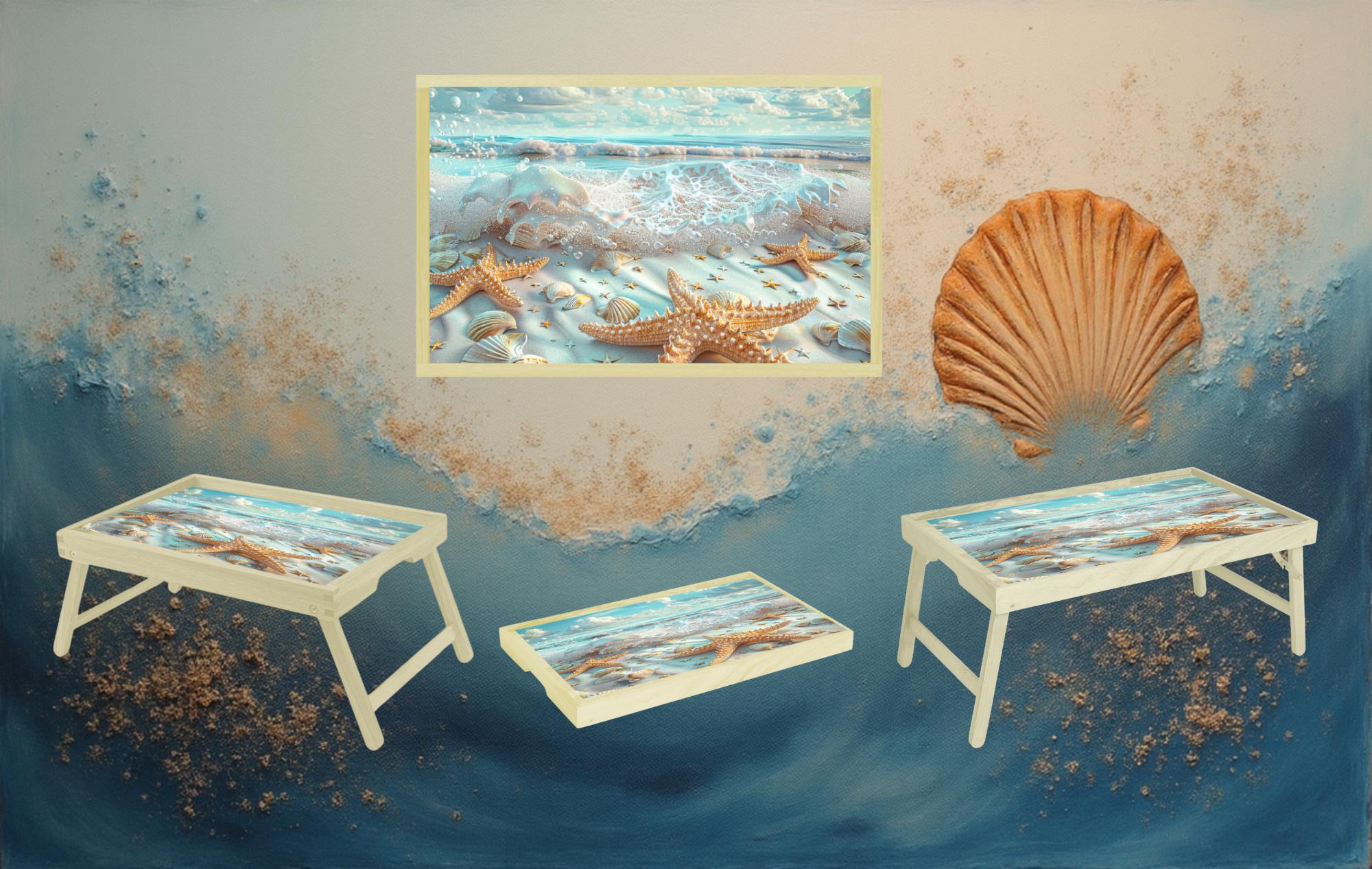 Beach Foldable Wooden TV Tray or Bed tray/lap Desk, 2 Sizes and Multiple Images Available.