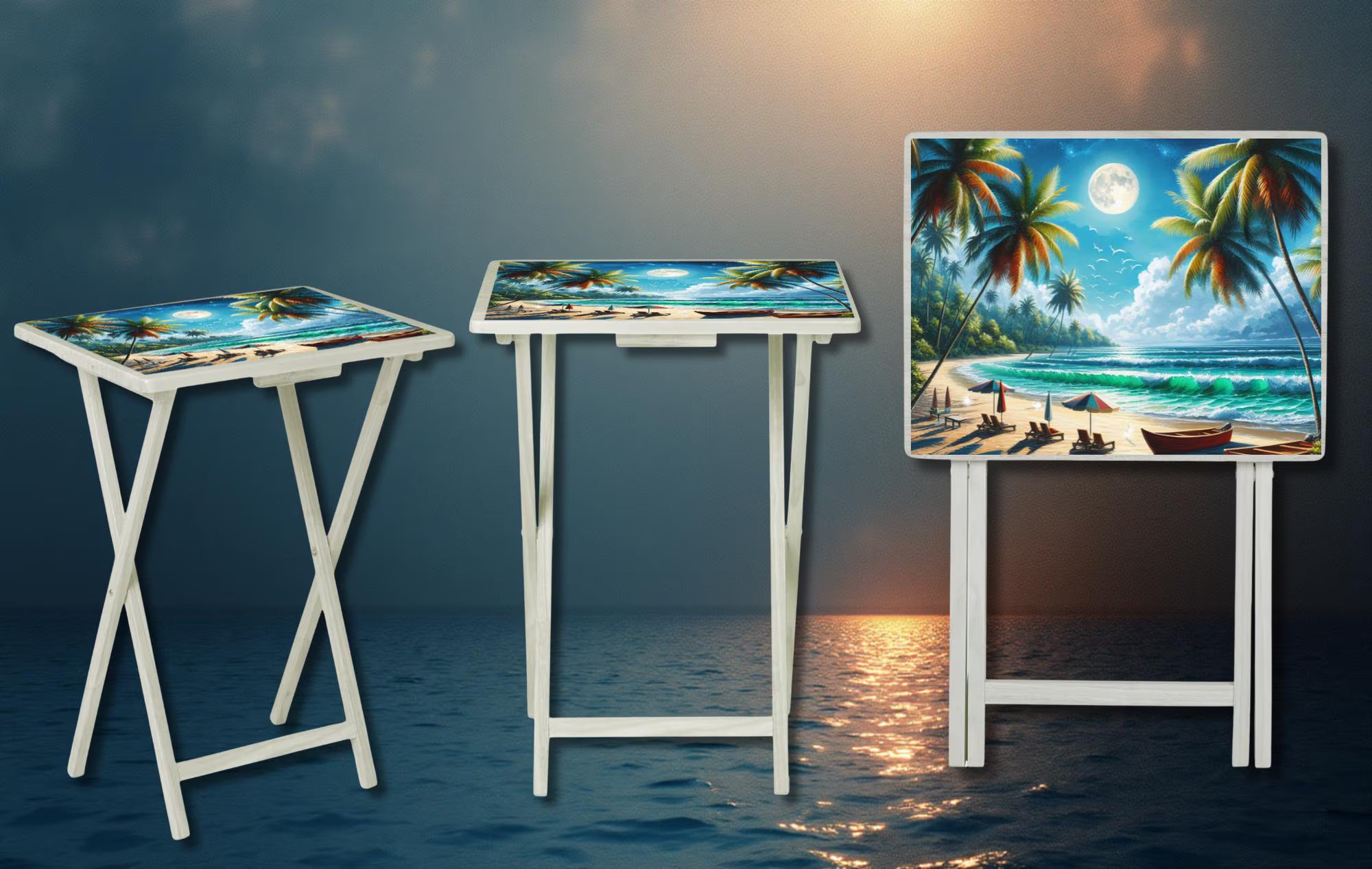 Beach Foldable Wooden TV Tray or Bed tray/lap Desk, 2 Sizes and Multiple Images Available.