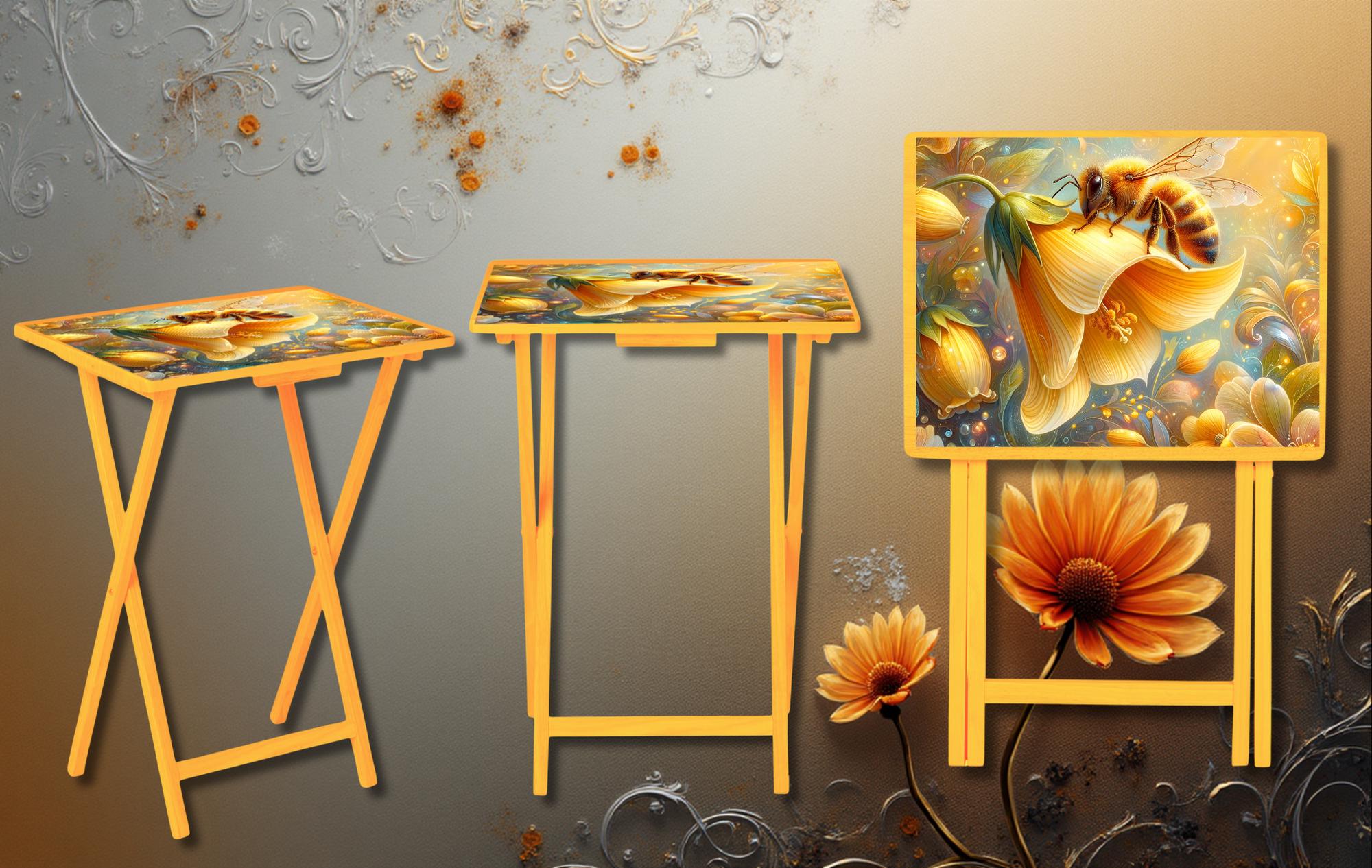 Honeybee Foldable Wooden TV Tray or Bed tray/lap Desk. Bee‑autiful décor for any room! 🐝🌼 2 Sizes and Multiple Images Available.