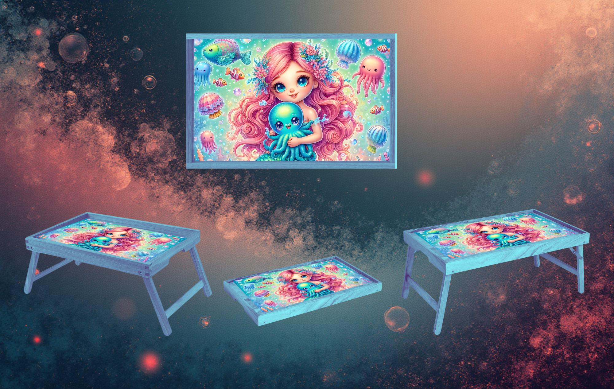 Kids Foldable Wooden TV Tray or Bed tray/lap Desk, 2 Sizes and Multiple Images Available.