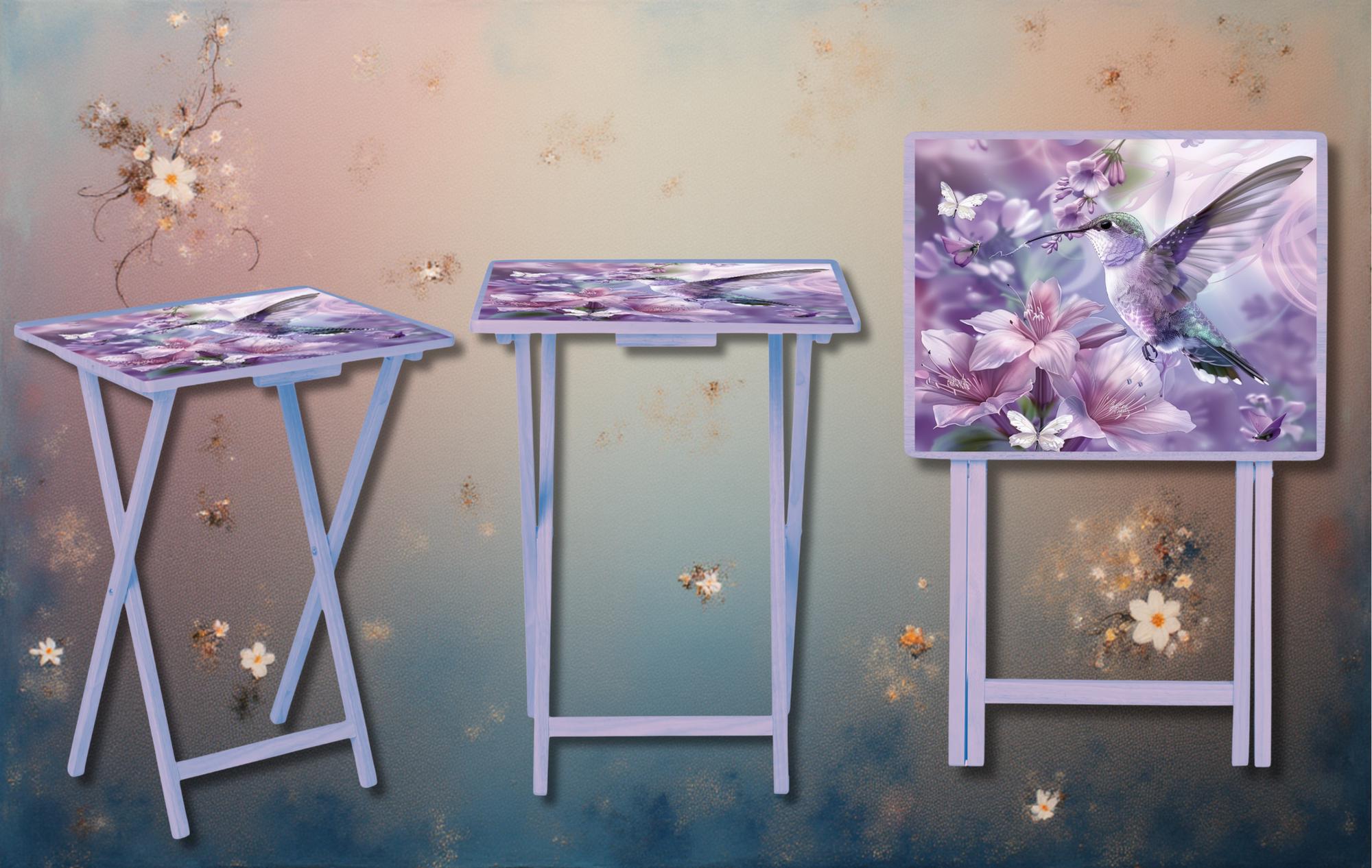 Hummingbird Foldable Wooden TV Tray or Bed tray/lap Desk. Let your space bloom beautifully. 🌺✨ 2 Sizes and Multiple Images Available. .