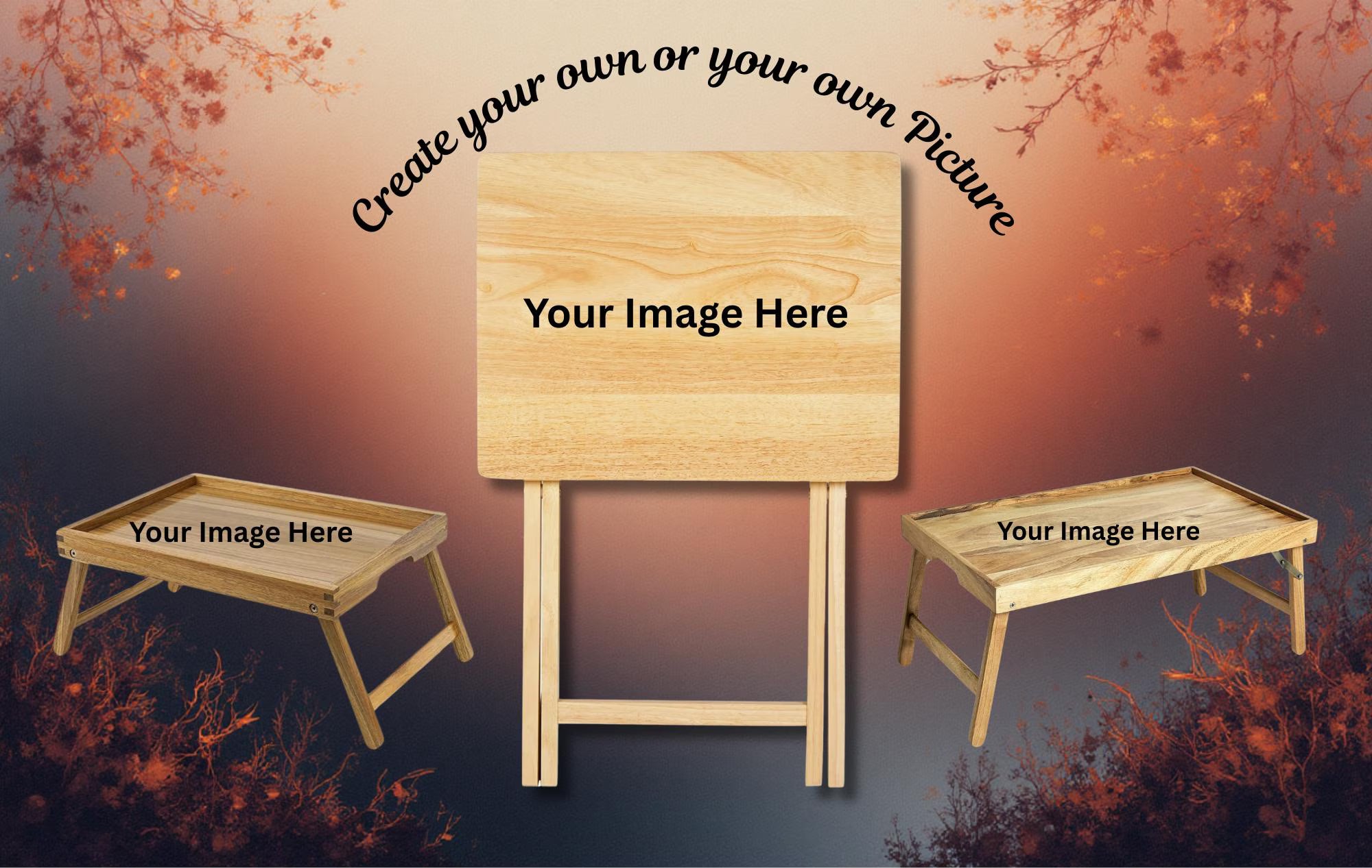 Peacock Foldable Wooden TV Tray or Bed tray/lap Desk. Make snack time fabulous with peacock‑level confidence, 2 Sizes and Multiple Images Available.