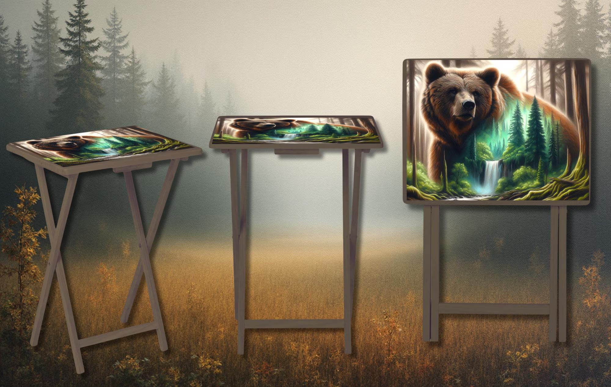 Wildlife, Hunting/ Fishing Foldable Wooden TV Tray or Bed tray/lap Desk, 2 Sizes and Multiple Images Available.