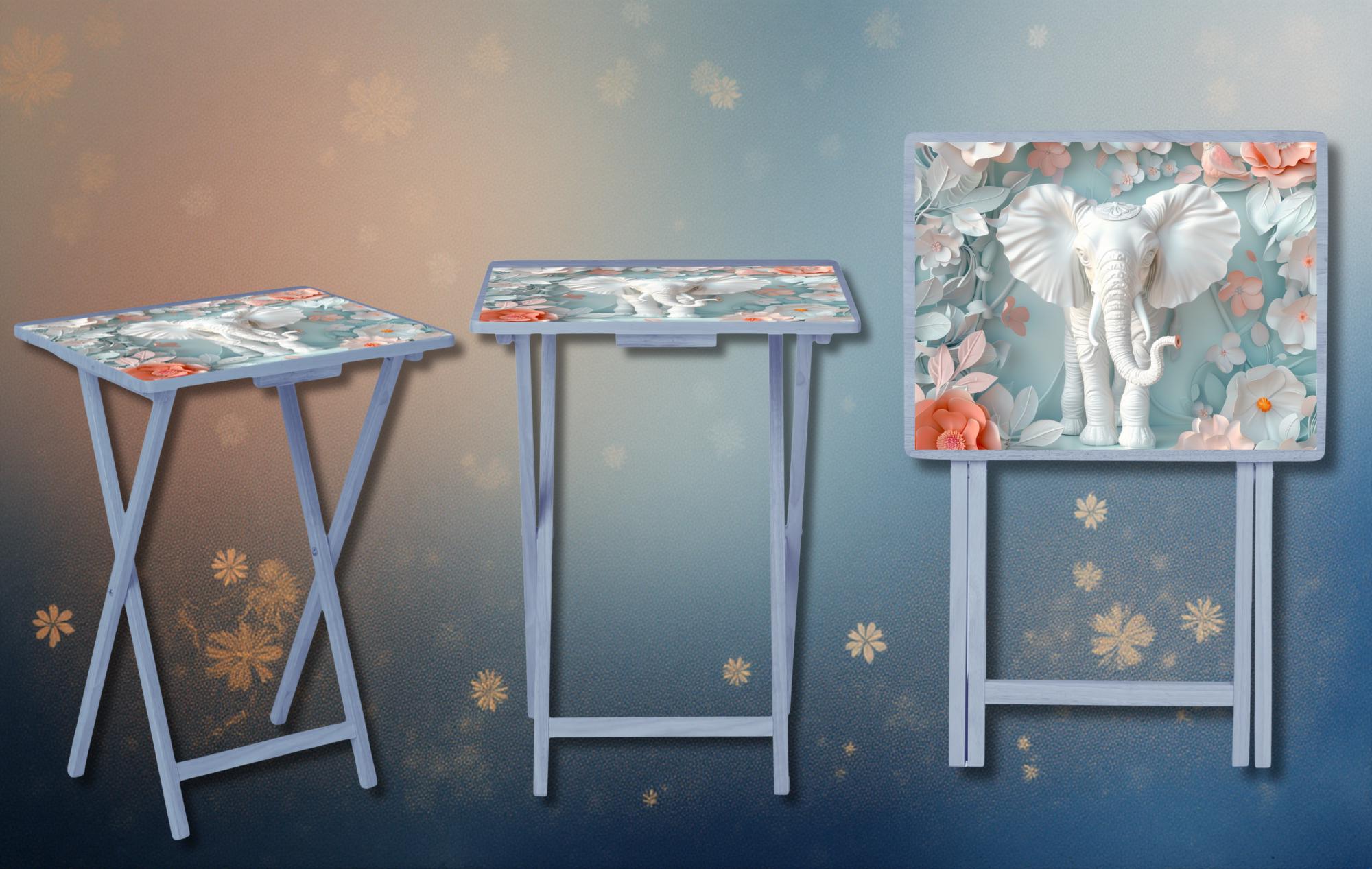 Elephant Foldable Wooden TV Tray or Bed tray/lap Desk, 2 Sizes and Multiple Images Available.