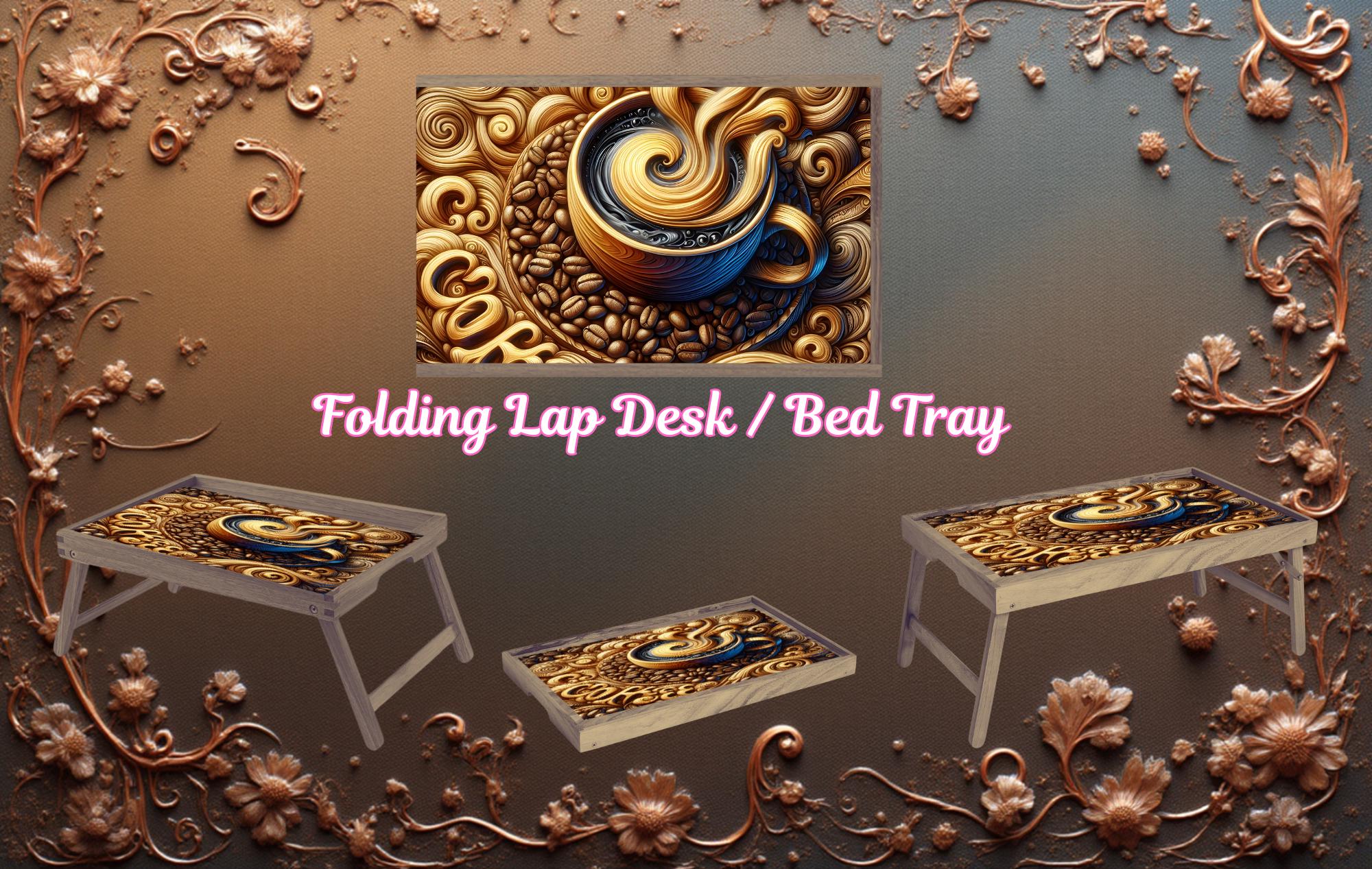 Coffee Foldable Wooden TV Tray or Bed tray/lap Desk. Your perfect tray for coffee‑and‑chill mornings, 2 Sizes and Multiple Images Available.