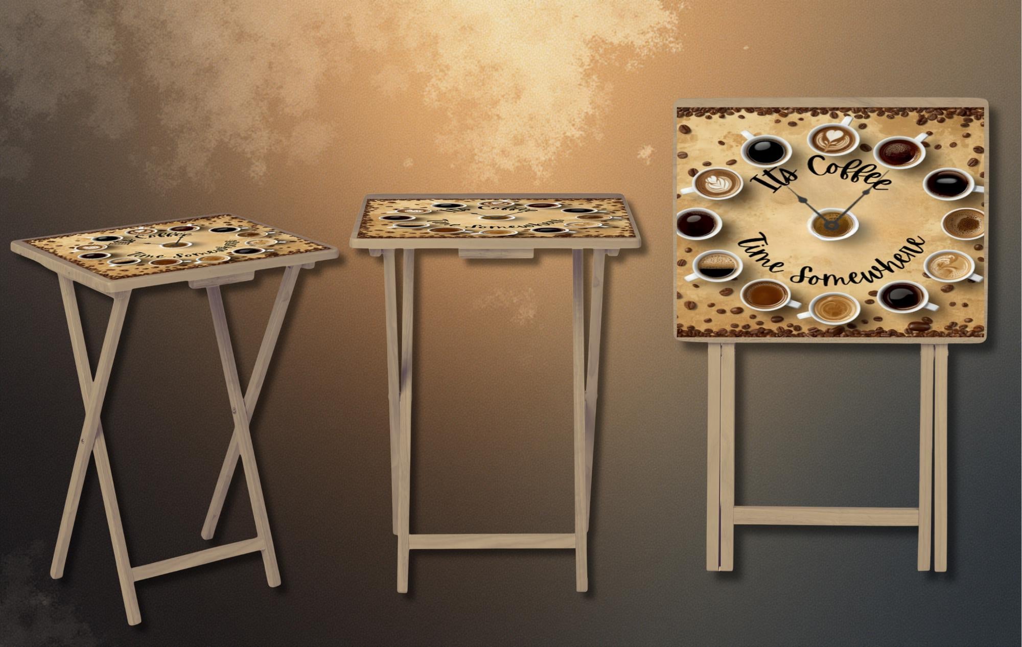 Coffee Foldable Wooden TV Tray or Bed tray/lap Desk. Your perfect tray for coffee‑and‑chill mornings, 2 Sizes and Multiple Images Available.