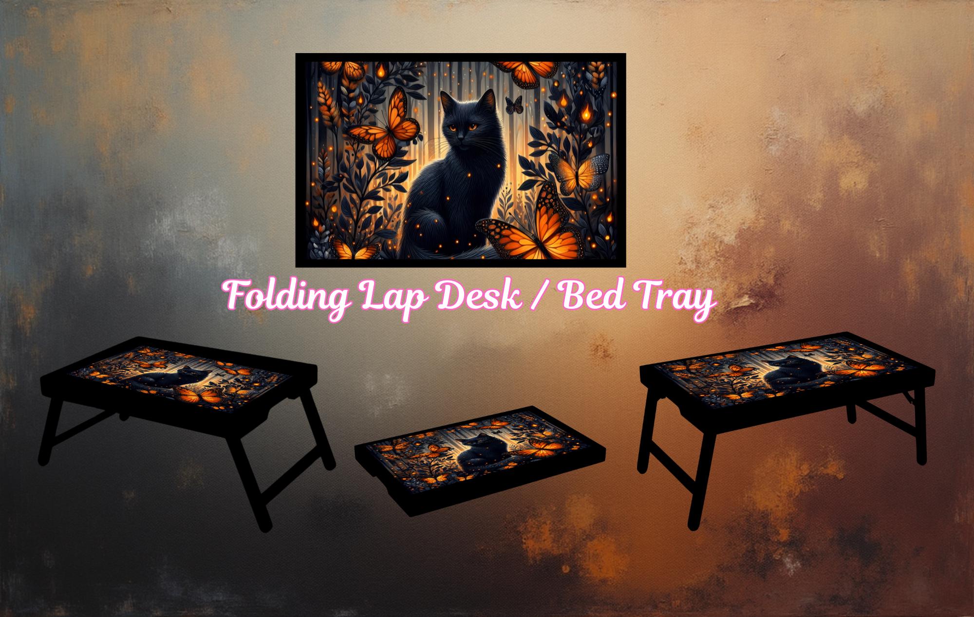 Cats/ Cat Mom, Family Foldable Wooden TV Tray or Bed tray/lap Desk. Cozy comfort with a dash of cattitude , 2 Sizes and Multiple Images Available.