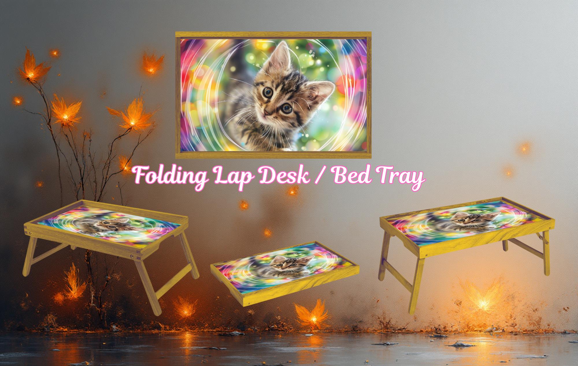 Cats/ Cat Mom, Family Foldable Wooden TV Tray or Bed tray/lap Desk. Cozy comfort with a dash of cattitude , 2 Sizes and Multiple Images Available.