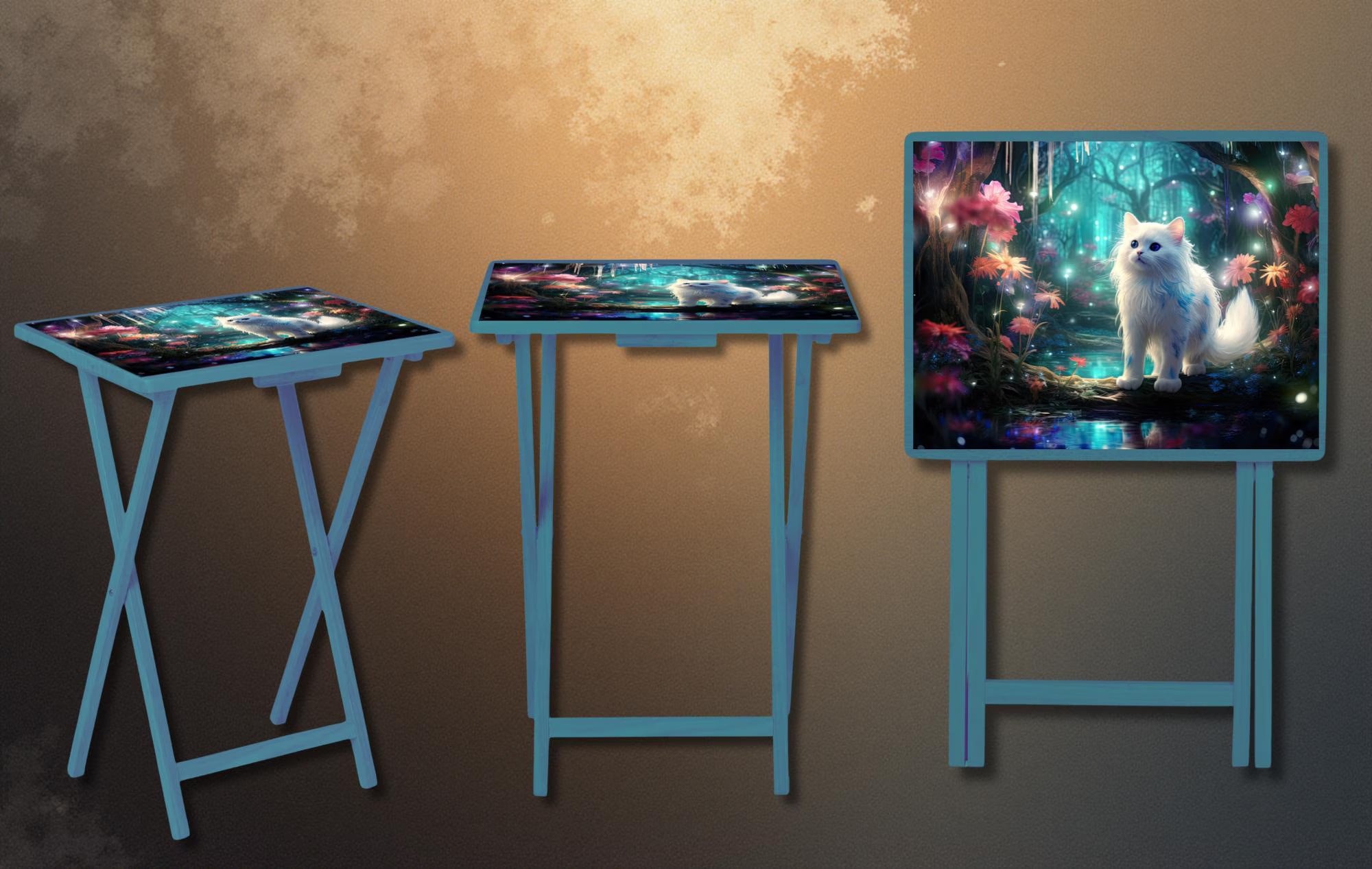 Cats/ Cat Mom, Family Foldable Wooden TV Tray or Bed tray/lap Desk. Cozy comfort with a dash of cattitude , 2 Sizes and Multiple Images Available.