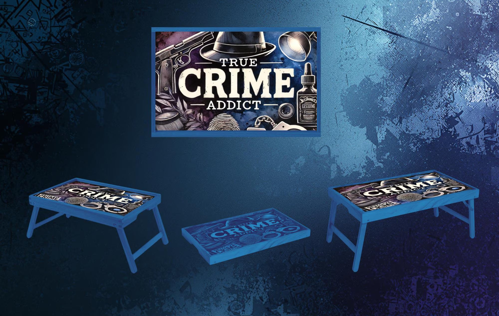 True Crime Foldable Wooden TV Tray or Bed tray/lap Desk. Snacks? Check. Show? Check. Theories? Always, 2 Sizes and Multiple Images Available.