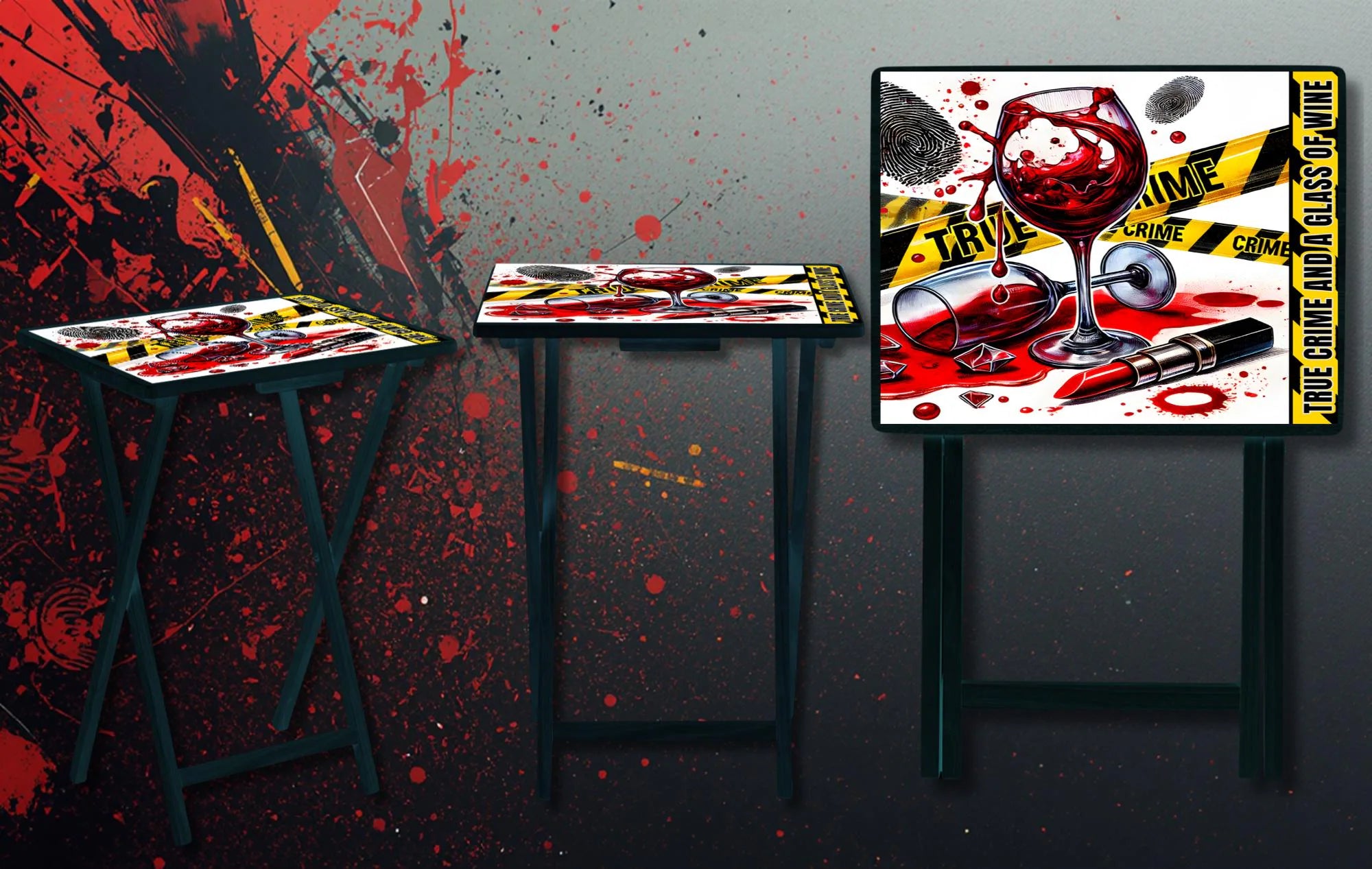 True Crime Foldable Wooden TV Tray or Bed tray/lap Desk. Snacks? Check. Show? Check. Theories? Always, 2 Sizes and Multiple Images Available.