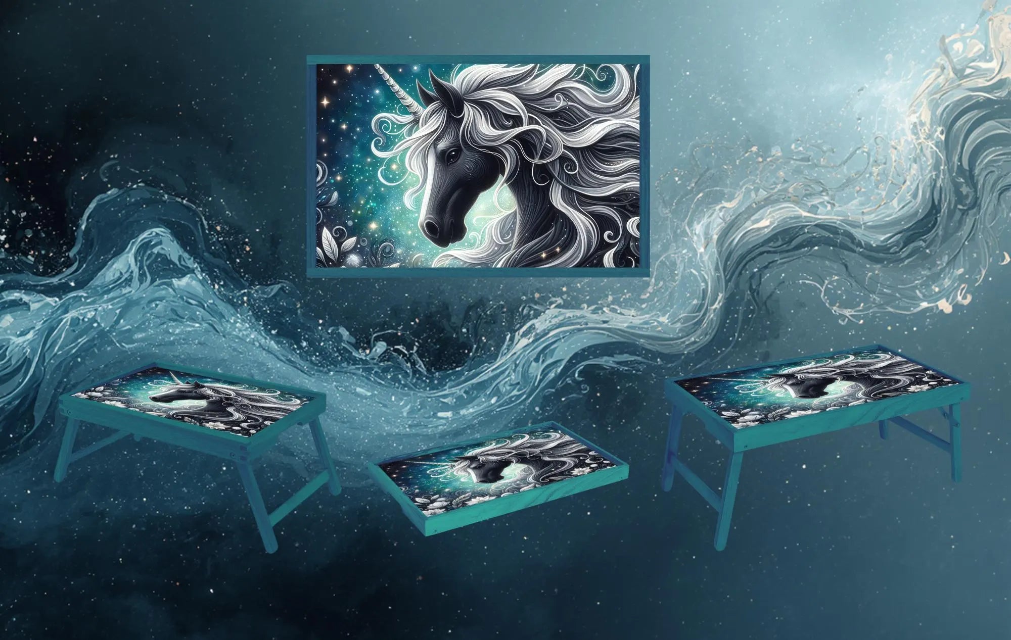 Unicorn Foldable Wooden TV Tray or Bed tray/lap Desk, 2 Sizes and Multiple Images Available.