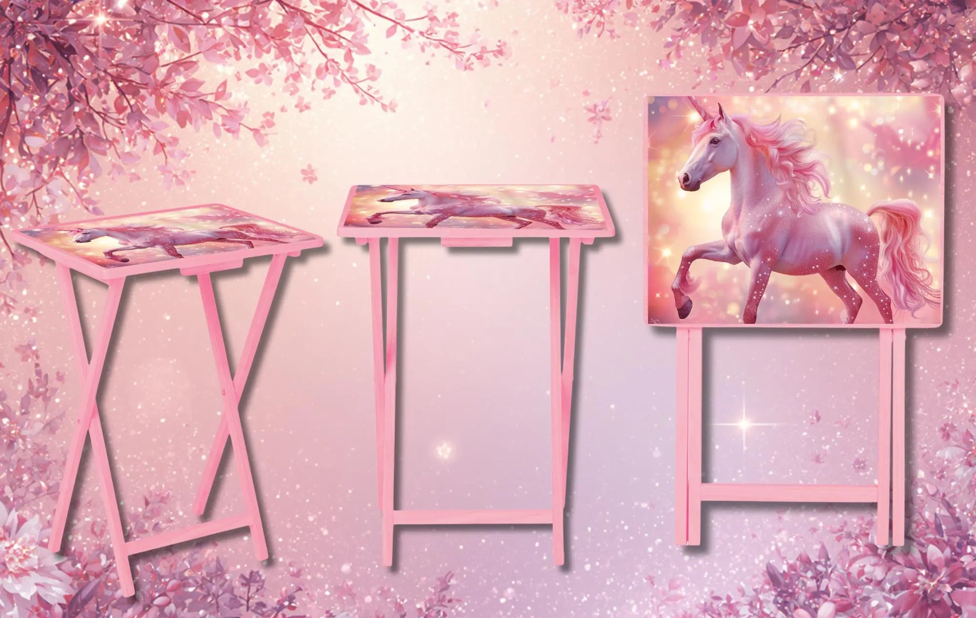 Unicorn Foldable Wooden TV Tray or Bed tray/lap Desk, 2 Sizes and Multiple Images Available.
