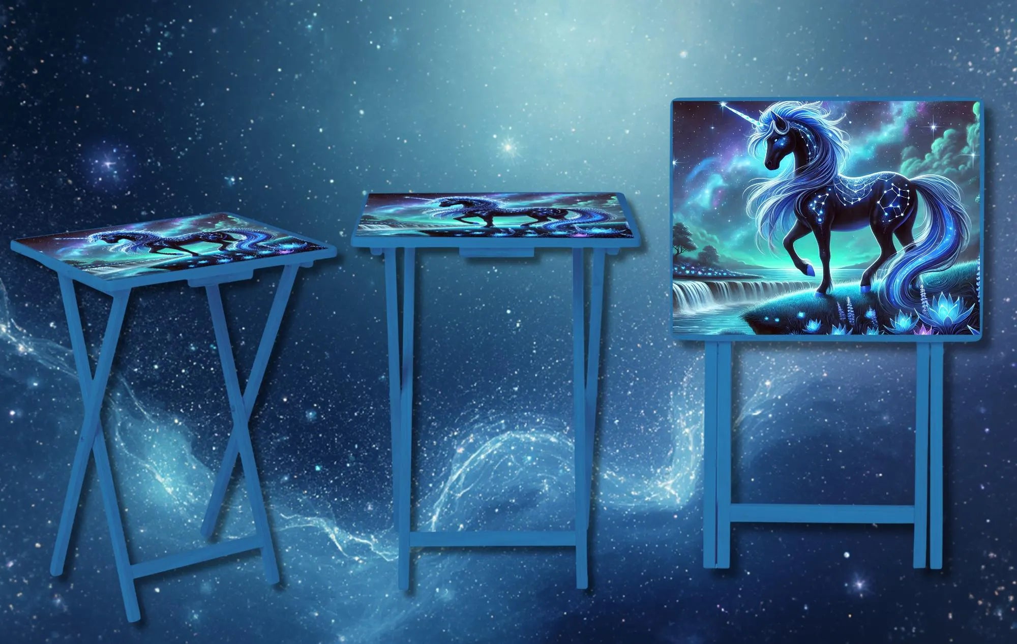 Unicorn Foldable Wooden TV Tray or Bed tray/lap Desk, 2 Sizes and Multiple Images Available.