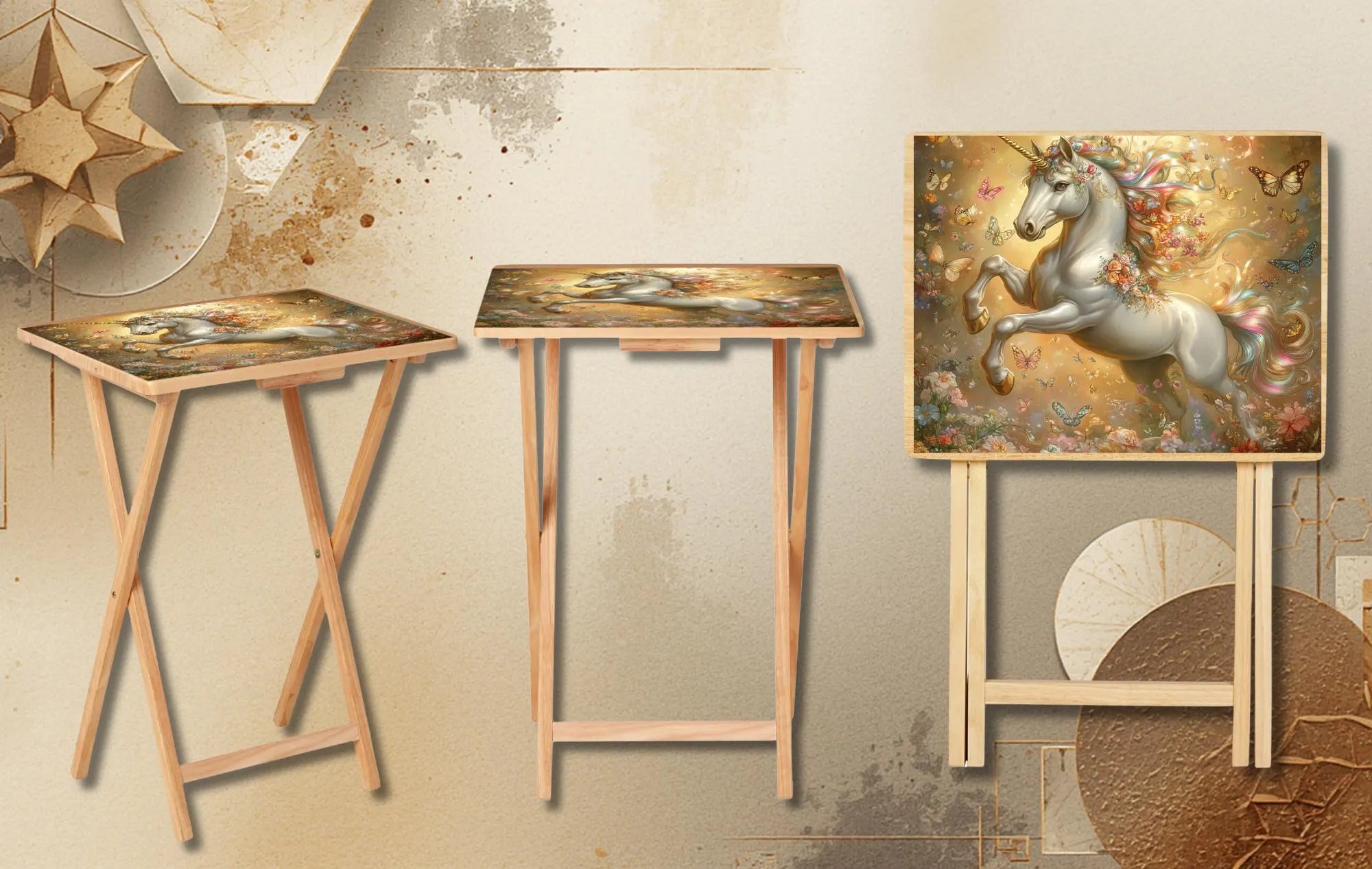 Unicorn Foldable Wooden TV Tray or Bed tray/lap Desk, 2 Sizes and Multiple Images Available.