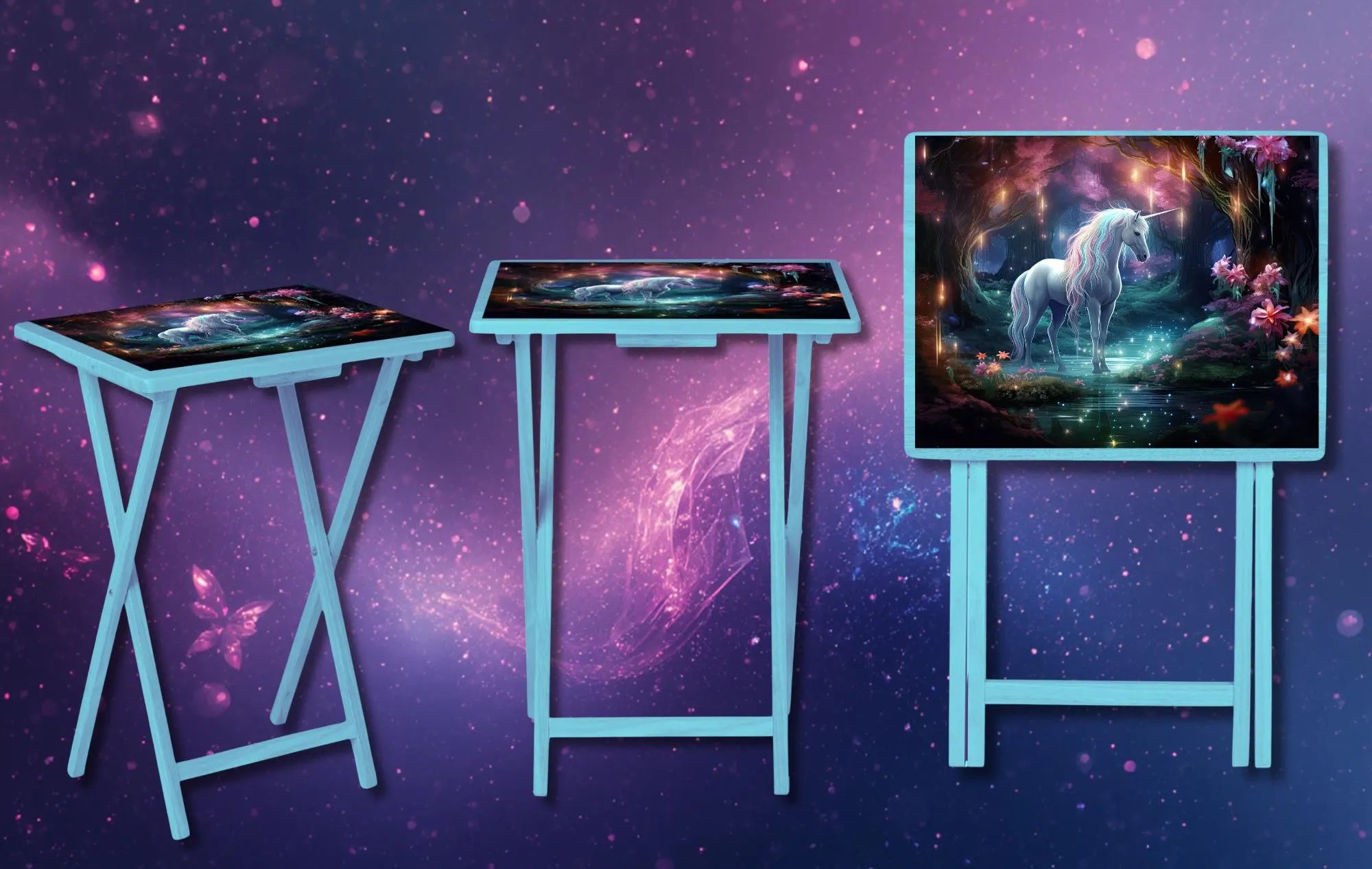 Unicorn Foldable Wooden TV Tray or Bed tray/lap Desk, 2 Sizes and Multiple Images Available.