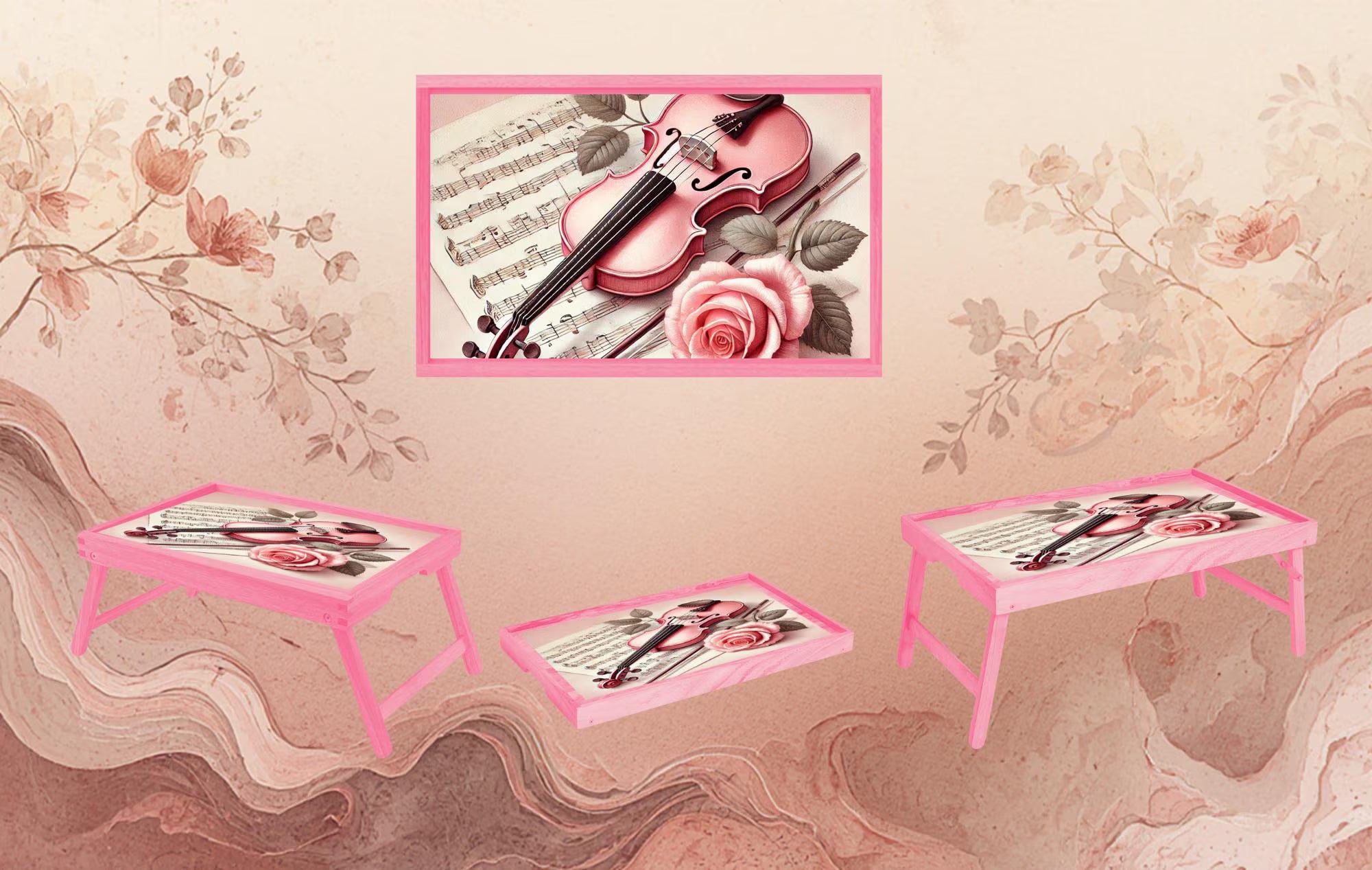 Music Foldable Wooden TV Tray or Bed tray/lap Desk, 2 Sizes and Multiple Images Available.