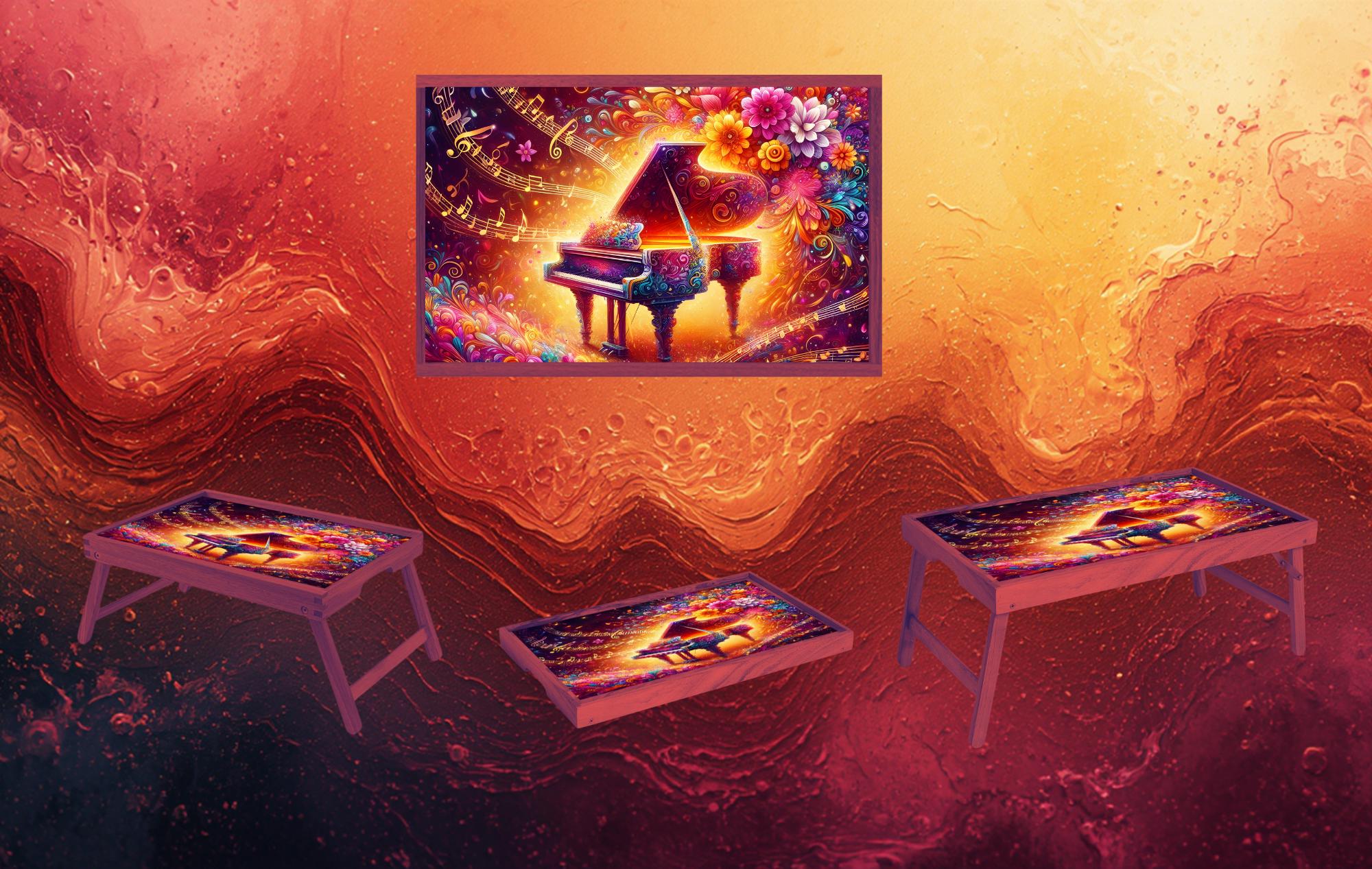 Music Foldable Wooden TV Tray or Bed tray/lap Desk, 2 Sizes and Multiple Images Available.