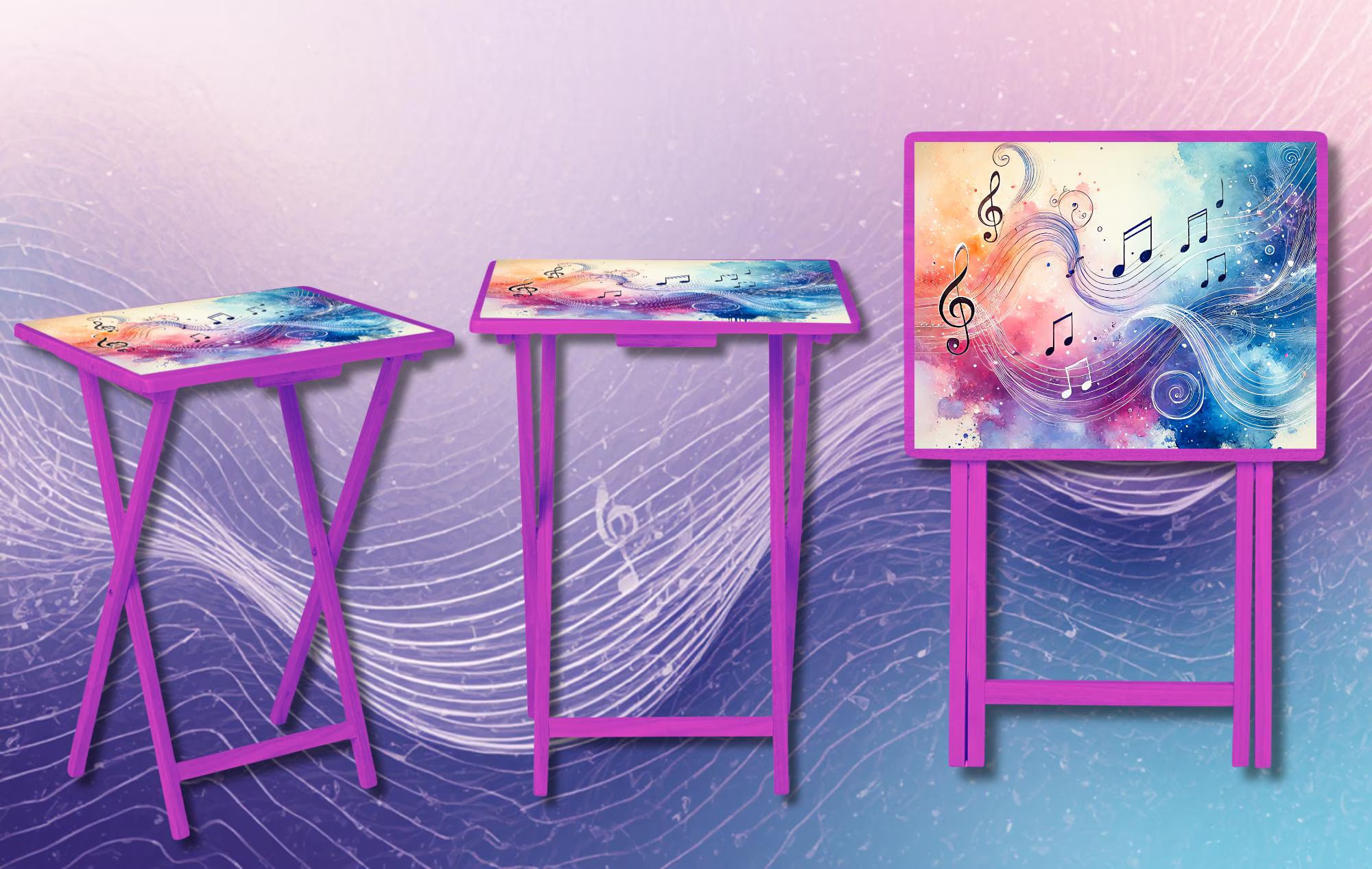 Music Foldable Wooden TV Tray or Bed tray/lap Desk, 2 Sizes and Multiple Images Available.