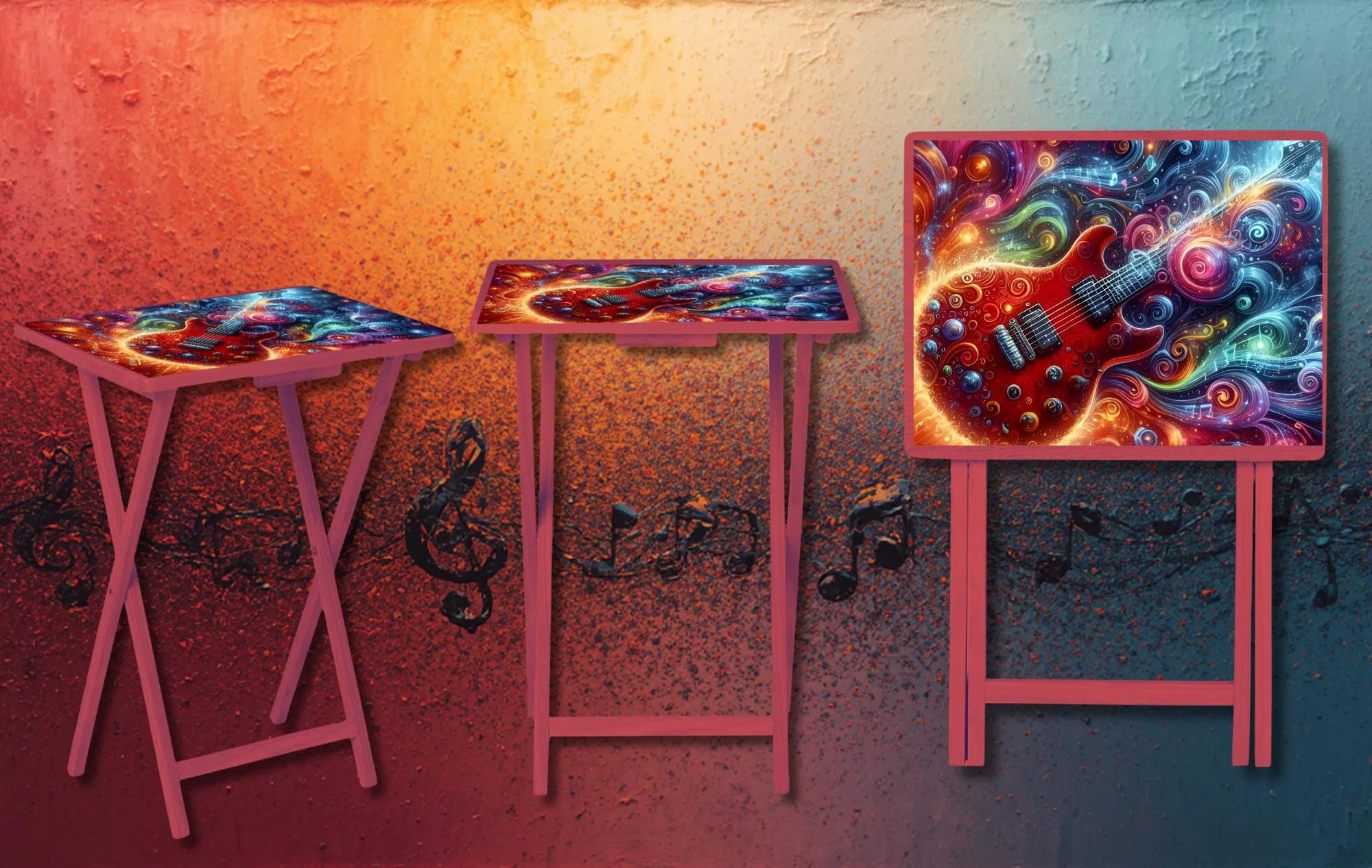 Music Foldable Wooden TV Tray or Bed tray/lap Desk, 2 Sizes and Multiple Images Available.