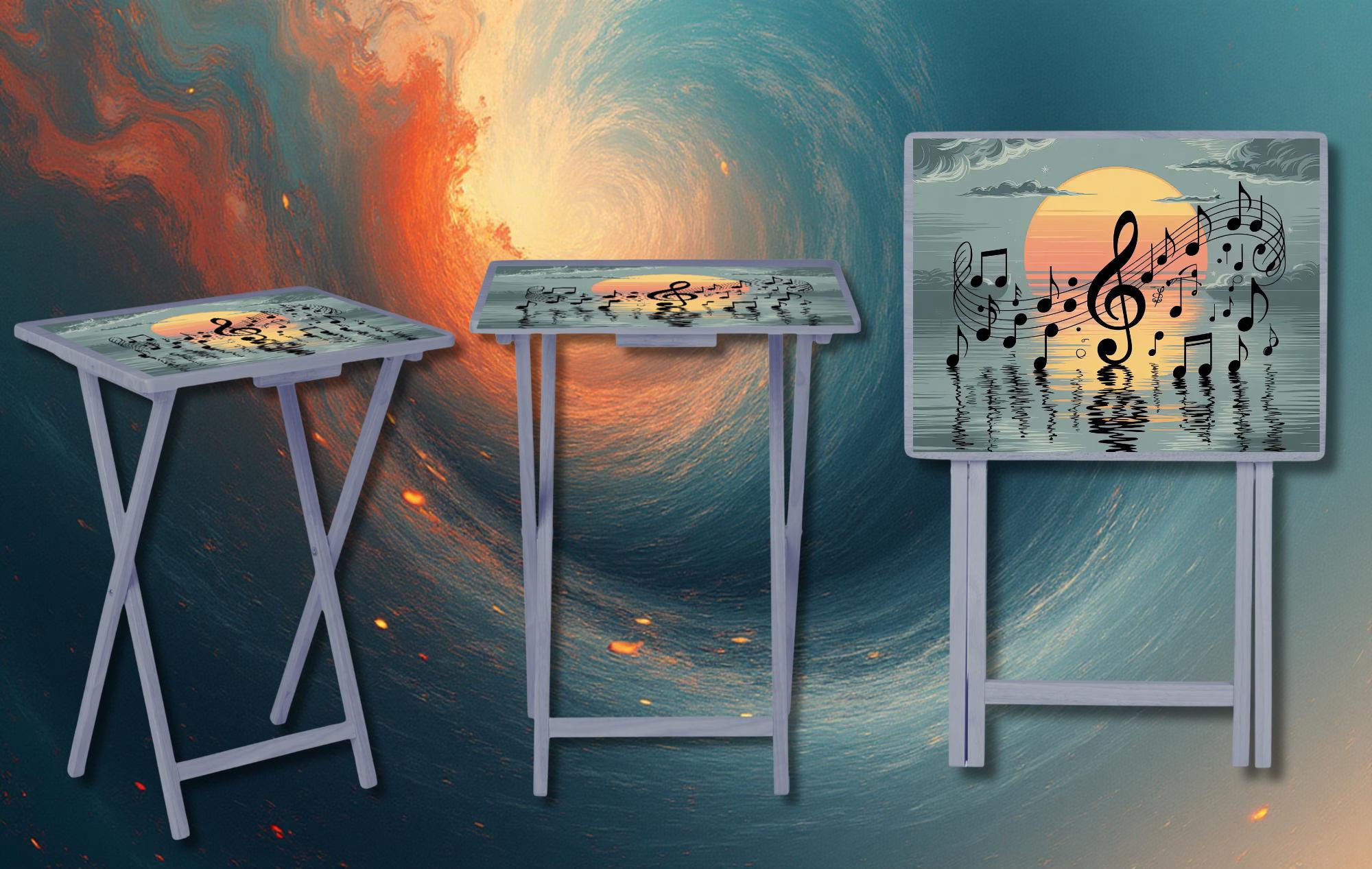 Music Foldable Wooden TV Tray or Bed tray/lap Desk, 2 Sizes and Multiple Images Available.
