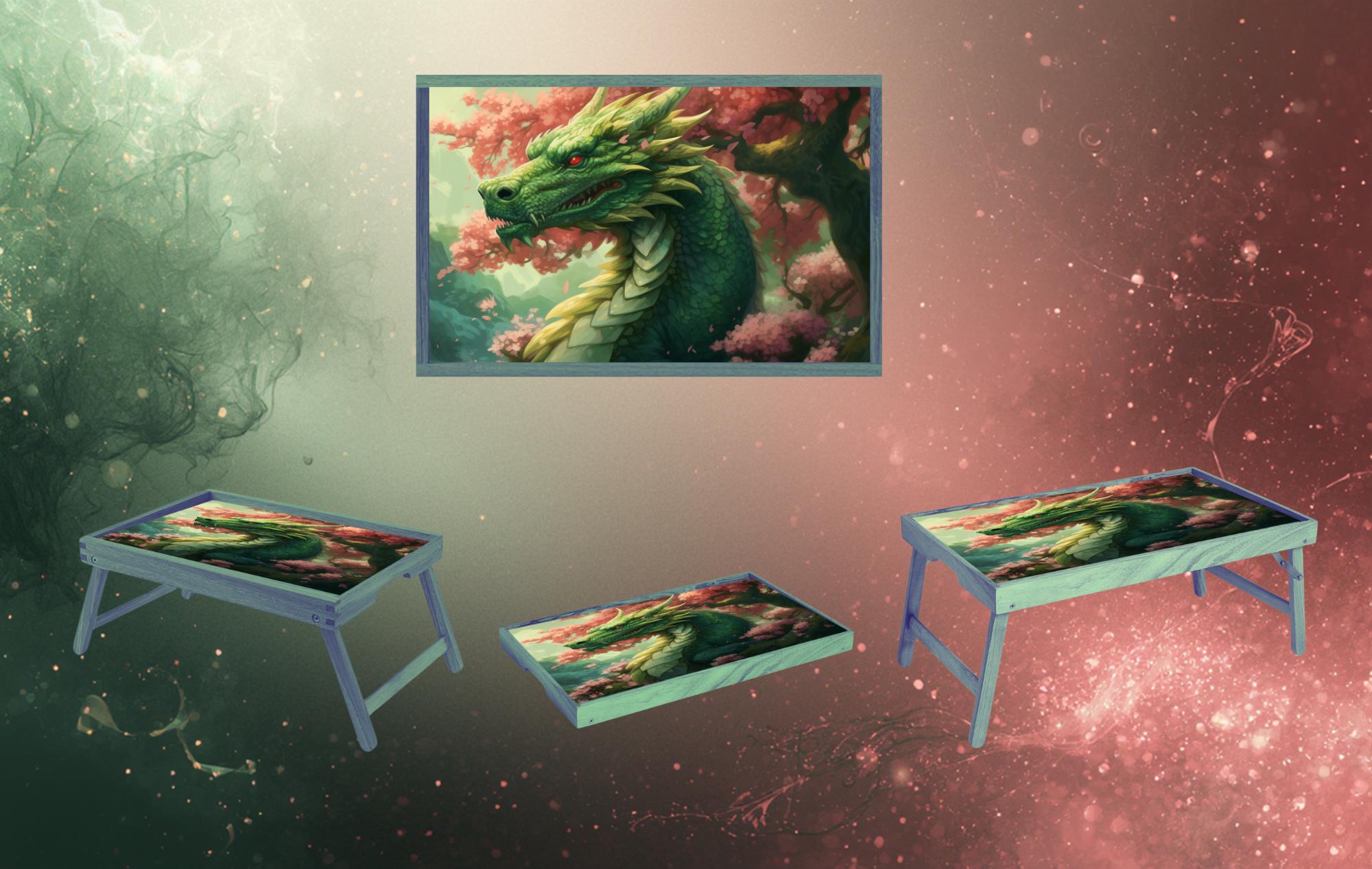 Dragon Foldable Wooden TV Tray or Bed tray/lap Desk, Add a little fire to your day. 2 Sizes and Multiple Images Available.