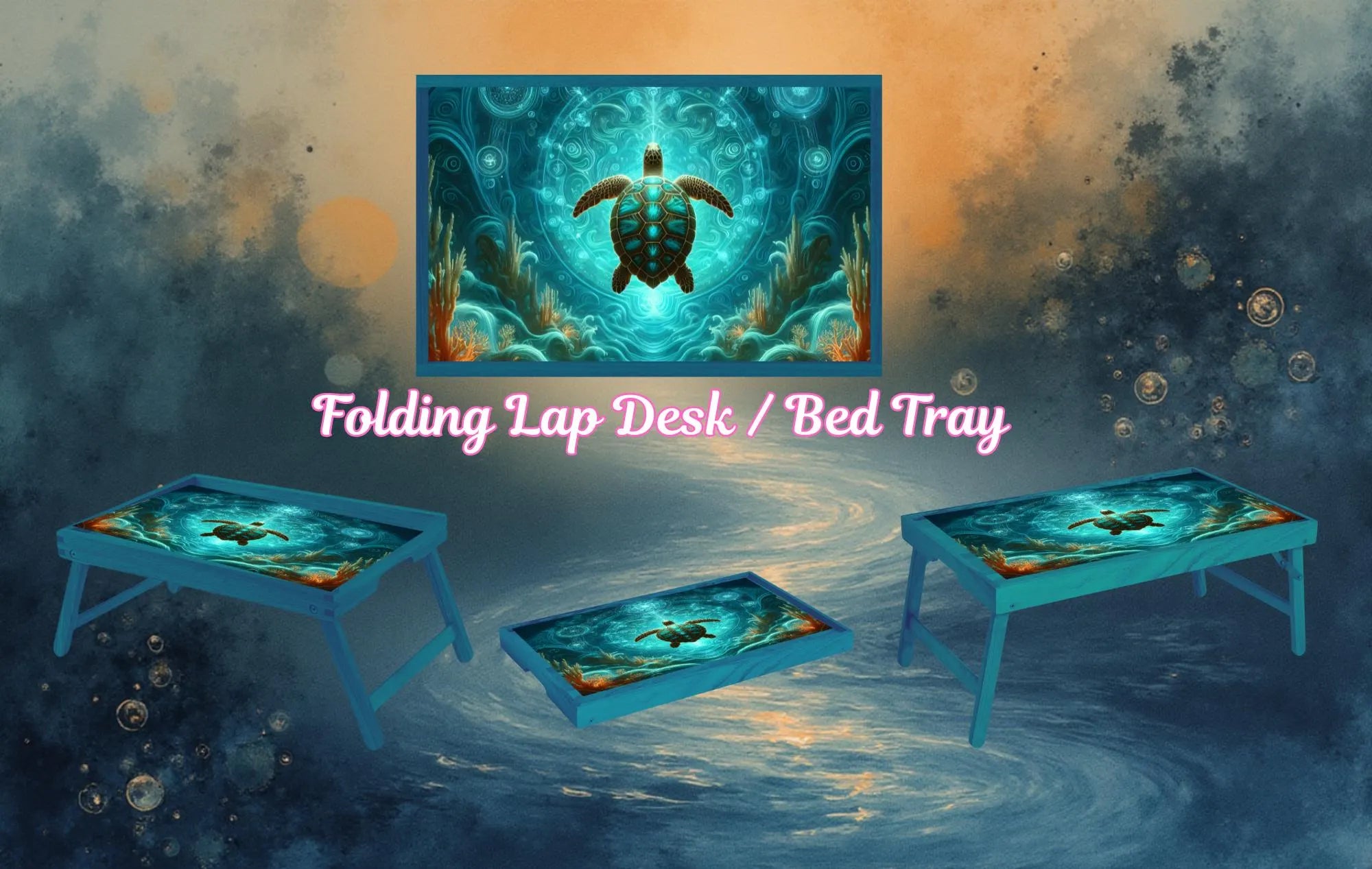 Sea Turtle Foldable Wooden TV Tray or Bed tray/lap Desk. Sea Turtle Treasures. 2 Sizes and Multiple Images Available.