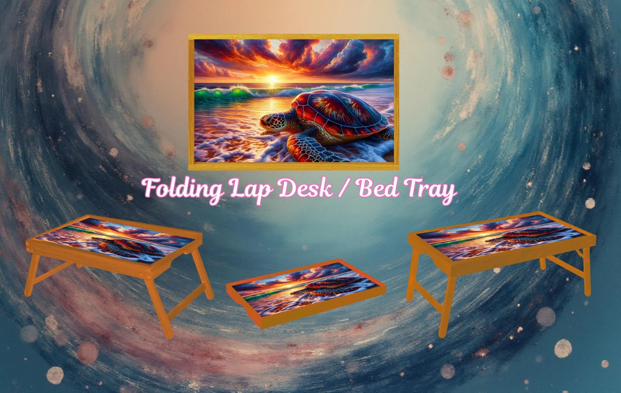 Sea Turtle Foldable Wooden TV Tray or Bed tray/lap Desk. Sea Turtle Treasures. 2 Sizes and Multiple Images Available.
