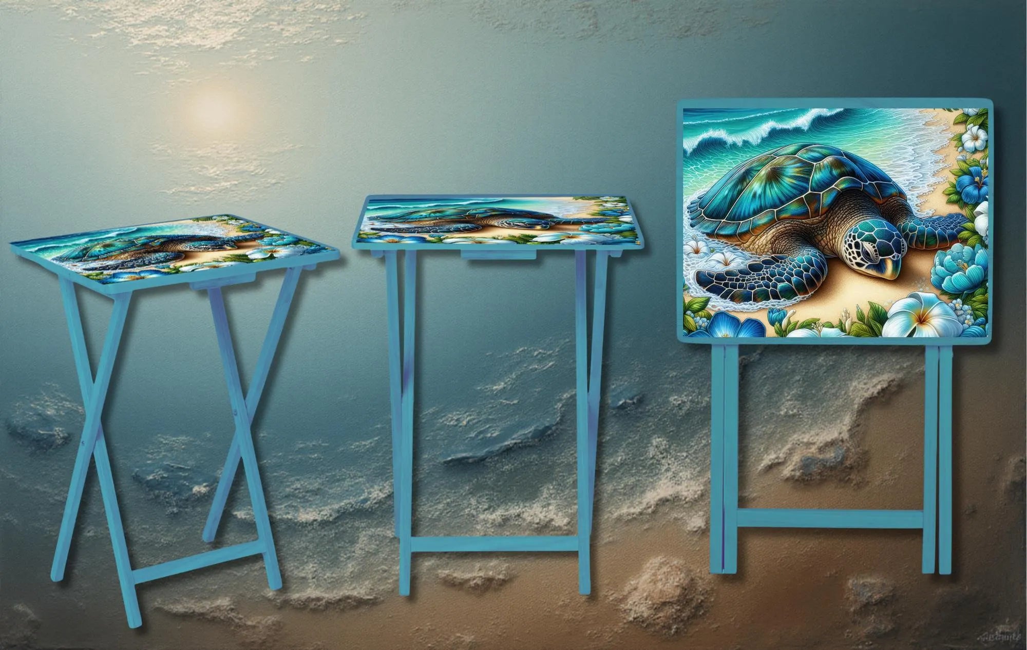 Sea Turtle Foldable Wooden TV Tray or Bed tray/lap Desk. Sea Turtle Treasures. 2 Sizes and Multiple Images Available.