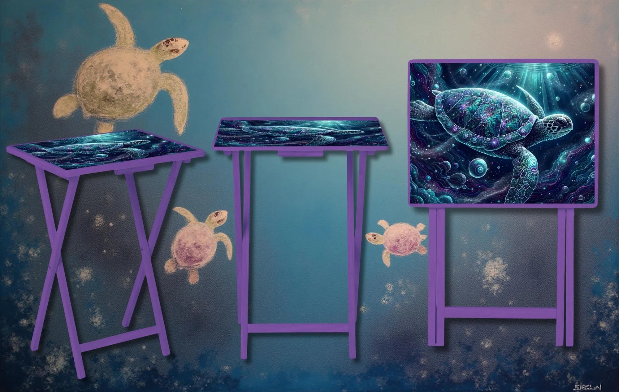 Sea Turtle Foldable Wooden TV Tray or Bed tray/lap Desk. Sea Turtle Treasures. 2 Sizes and Multiple Images Available.