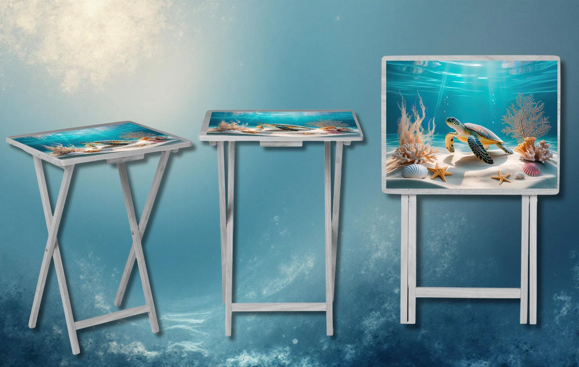 Sea Turtle Foldable Wooden TV Tray or Bed tray/lap Desk. Sea Turtle Treasures. 2 Sizes and Multiple Images Available.