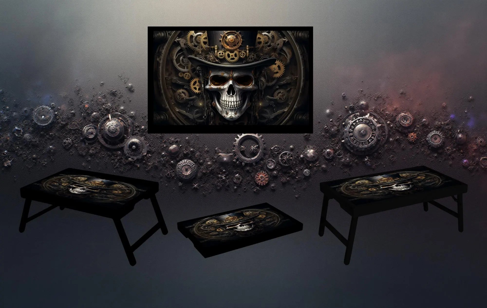 Skulls Foldable Wooden TV Tray or Bed tray/lap Desk, 2 Sizes and Multiple Images Available.
