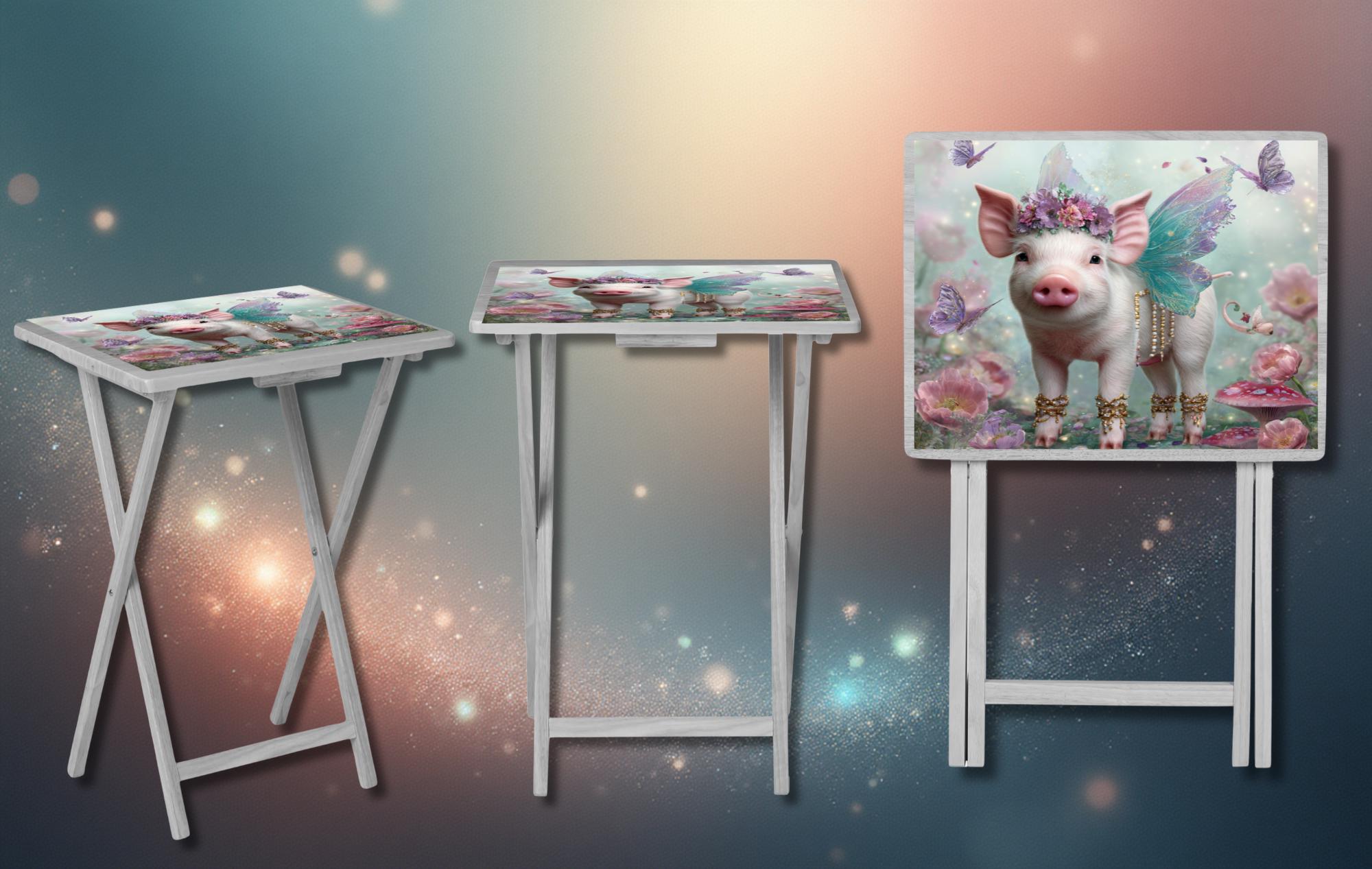 Pigs Foldable Wooden TV Tray or Bed tray/lap Desk, 2 Sizes and Multiple Images Available.