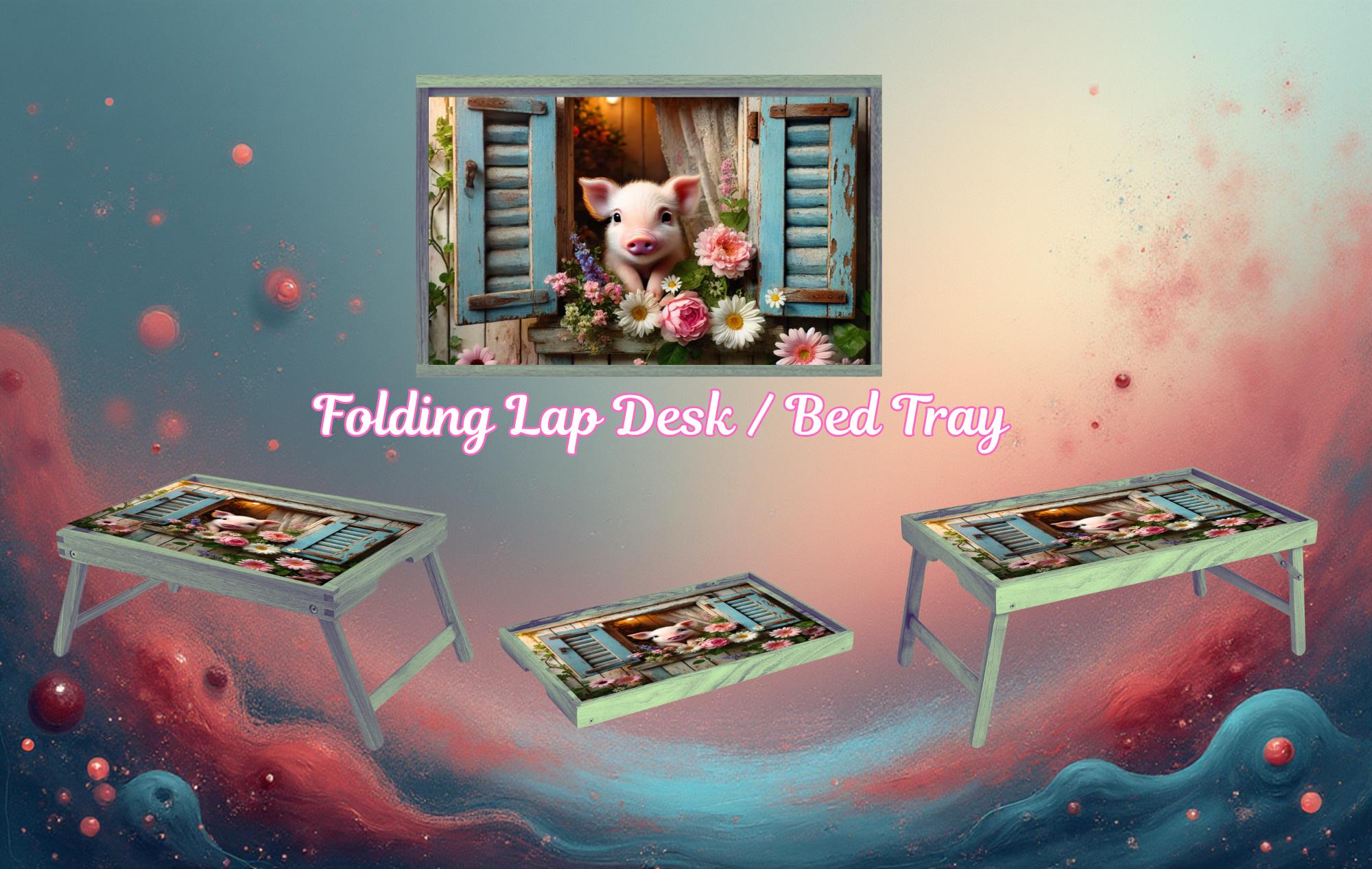 Pigs Foldable Wooden TV Tray or Bed tray/lap Desk, 2 Sizes and Multiple Images Available.