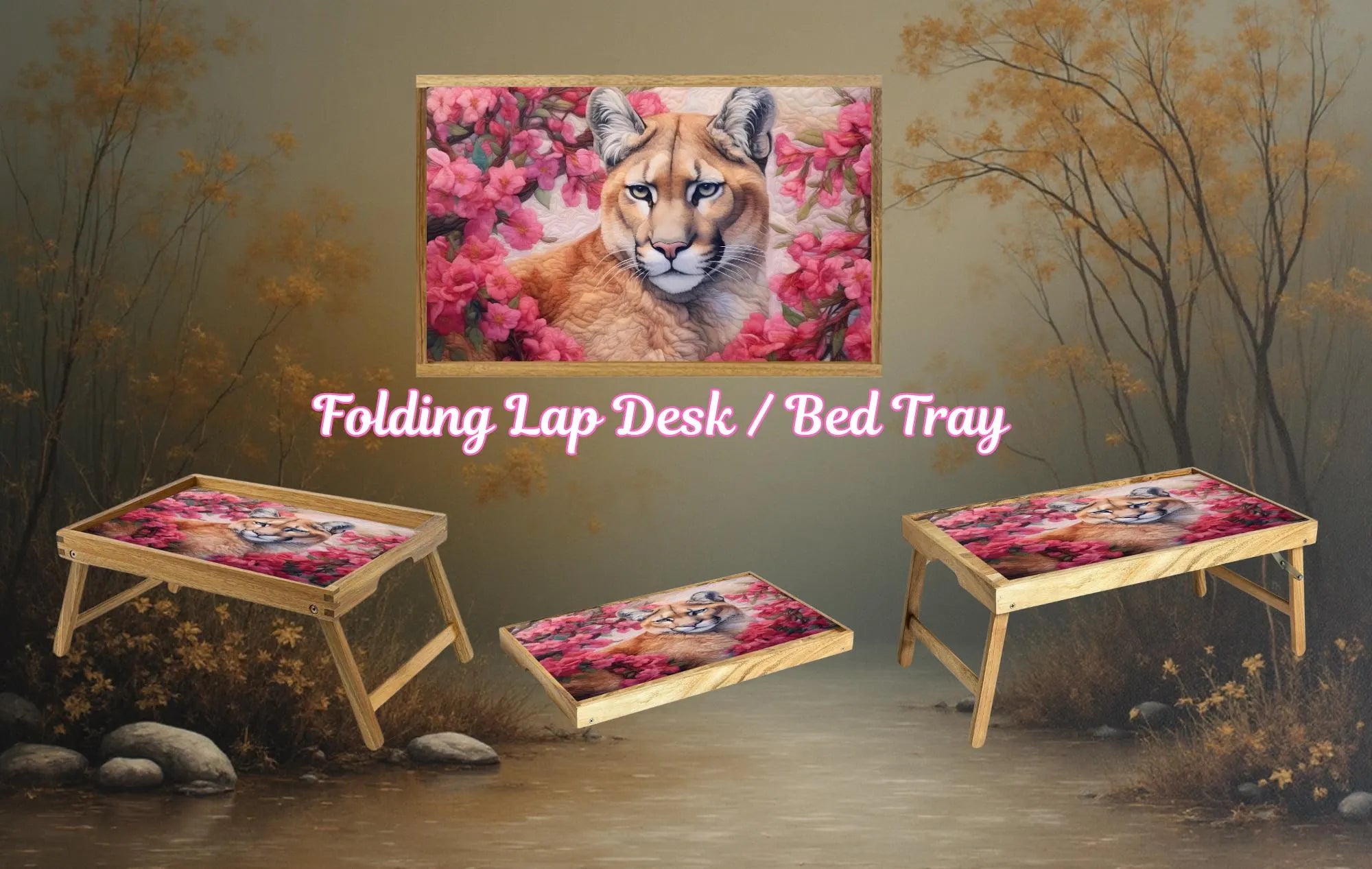 Large Cats Foldable Wooden TV Tray or Bed tray/lap Desk, 2 Sizes and Multiple Images Available.
