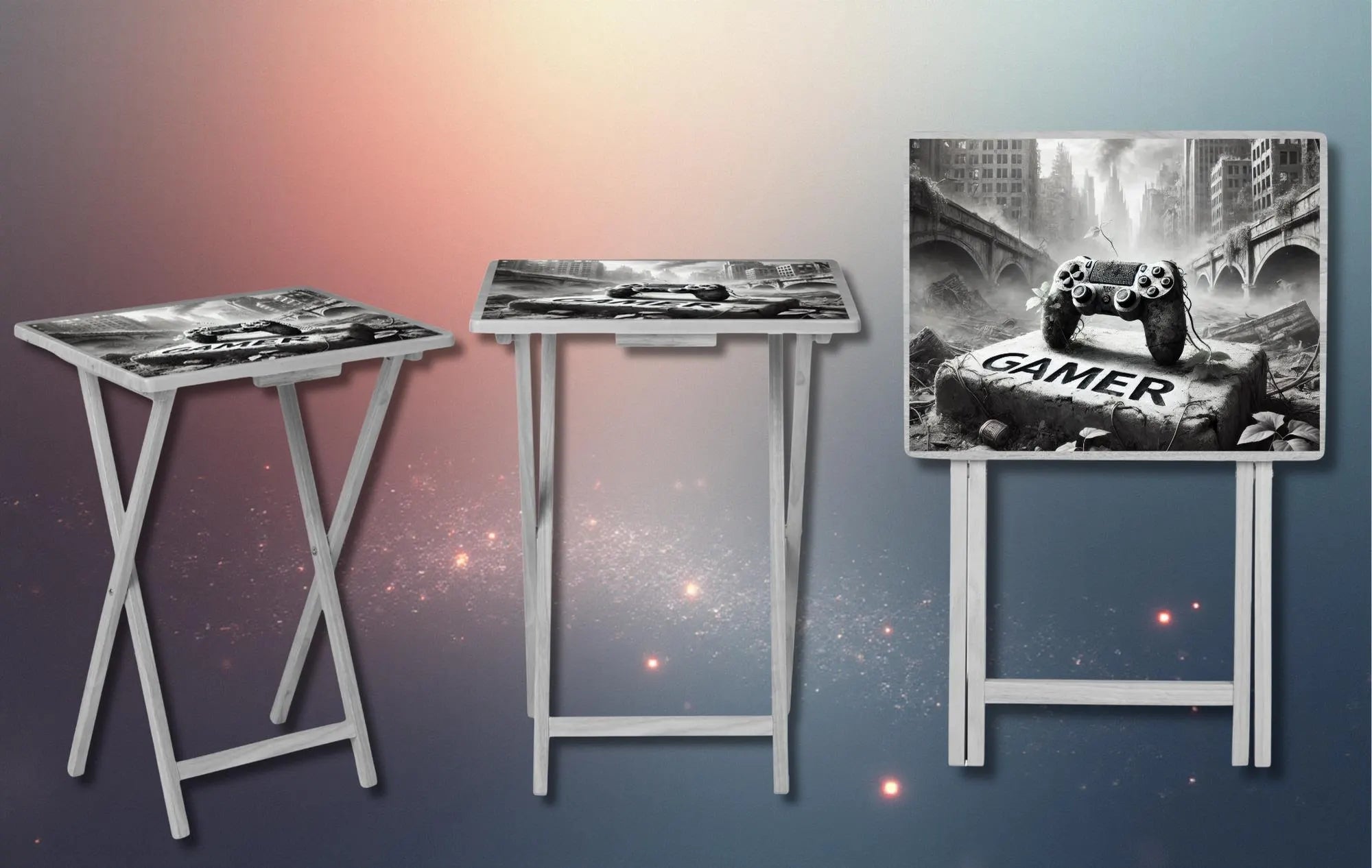 Gamer Foldable Wooden TV Tray or Bed tray/lap Desk, 2 Sizes and Multiple Images Available.