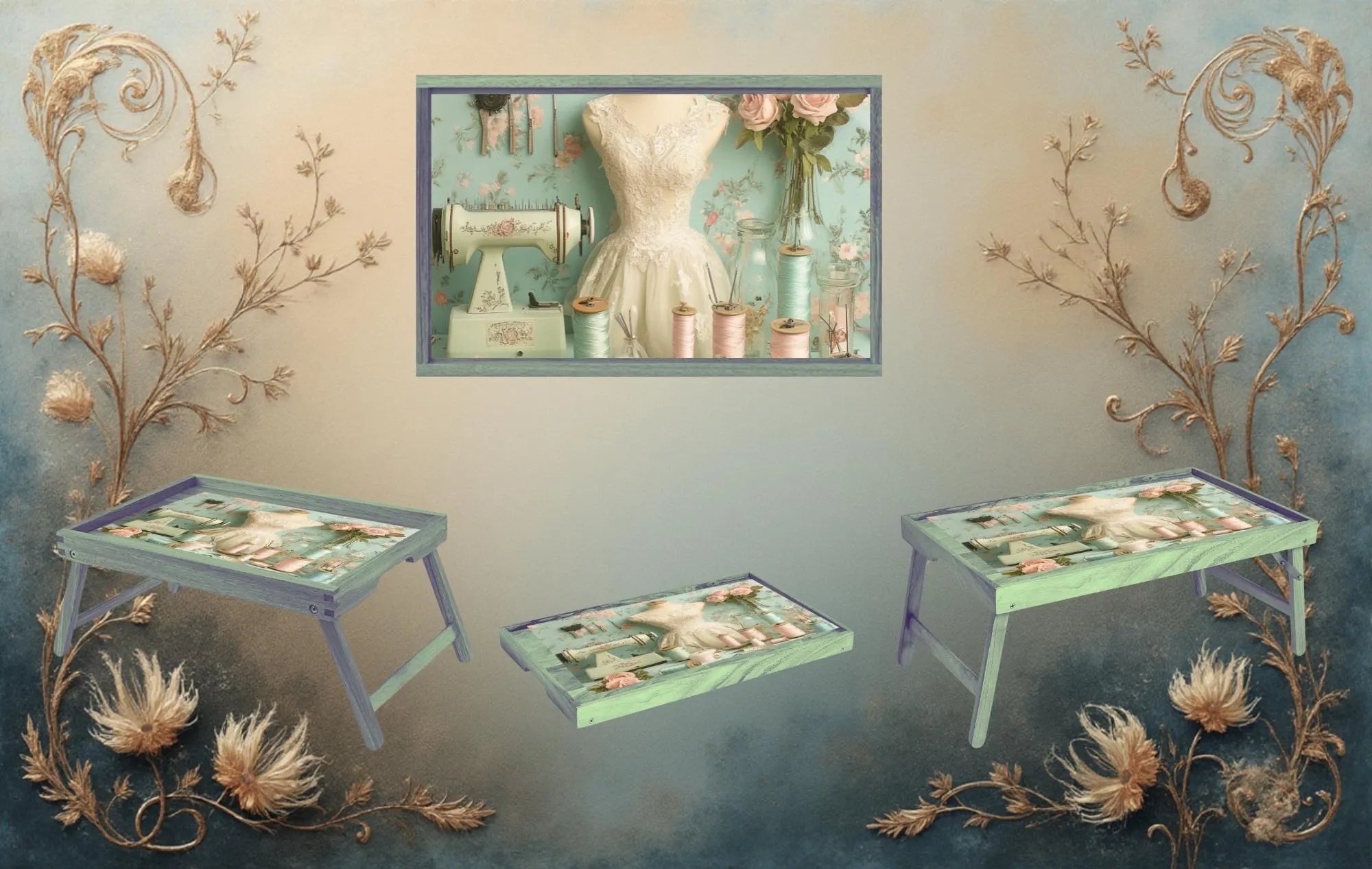 Sewing Foldable Wooden TV Tray or Bed tray/lap Desk, 2 Sizes and Multiple Images Available.